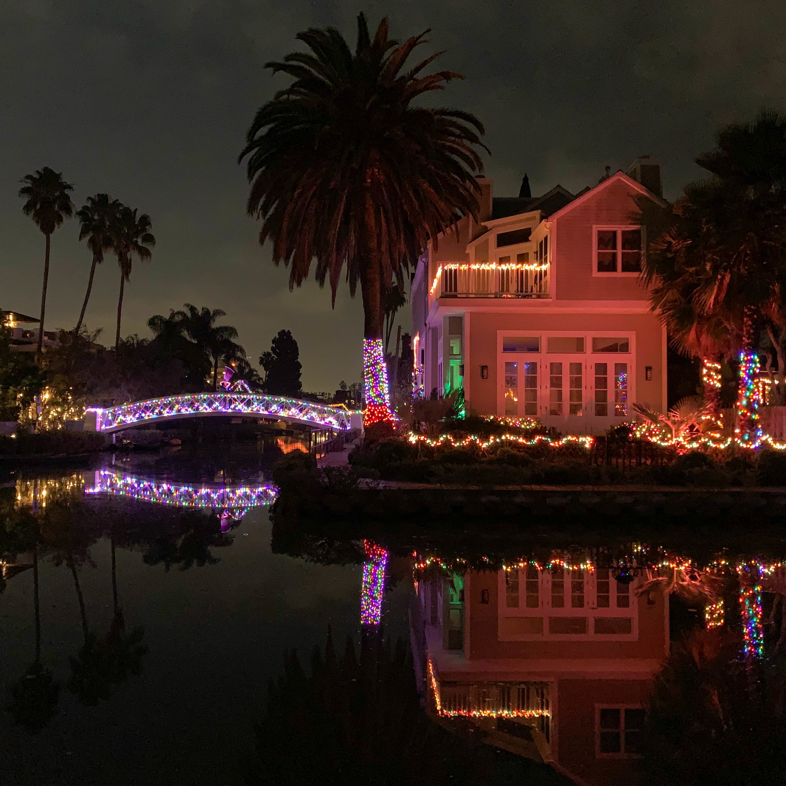 Christmas Lights in Los Angeles Venice Canals - Home Decorations