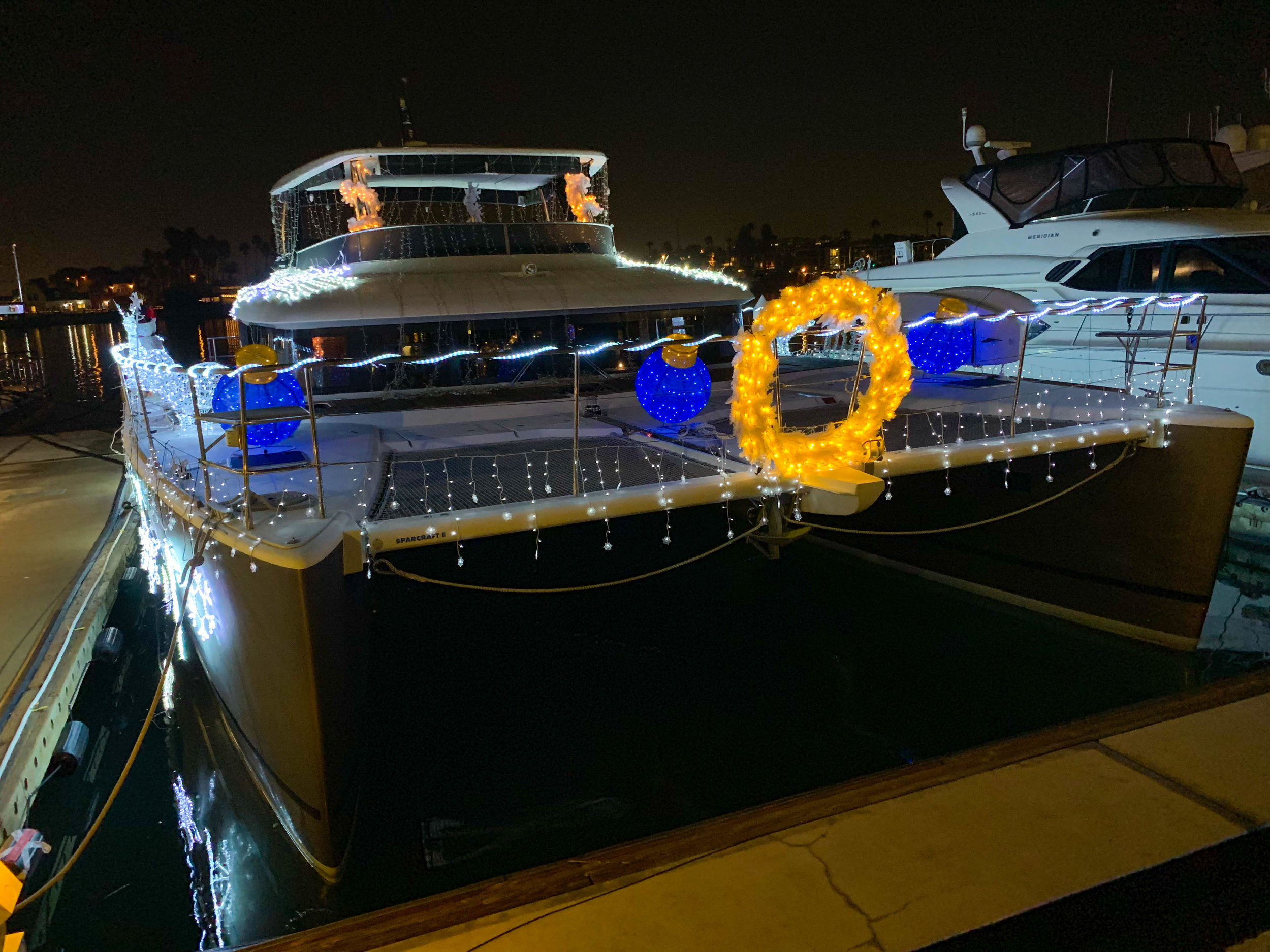 Christmas Lights in Los Angeles Venice Canals - Boat Decorations Marina Del Rey