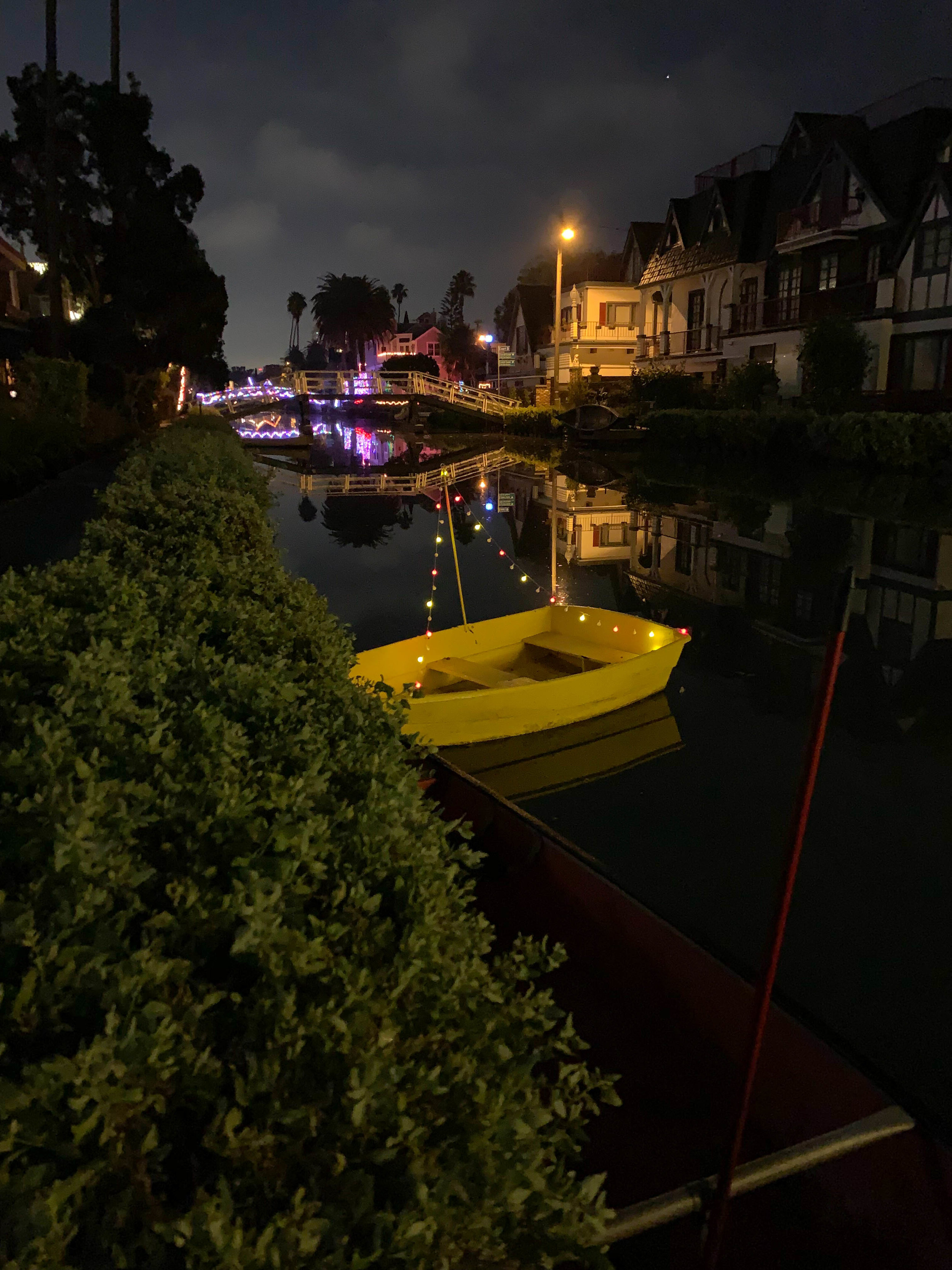 Christmas Lights in Los Angeles Venice Canals - Boat Decorations