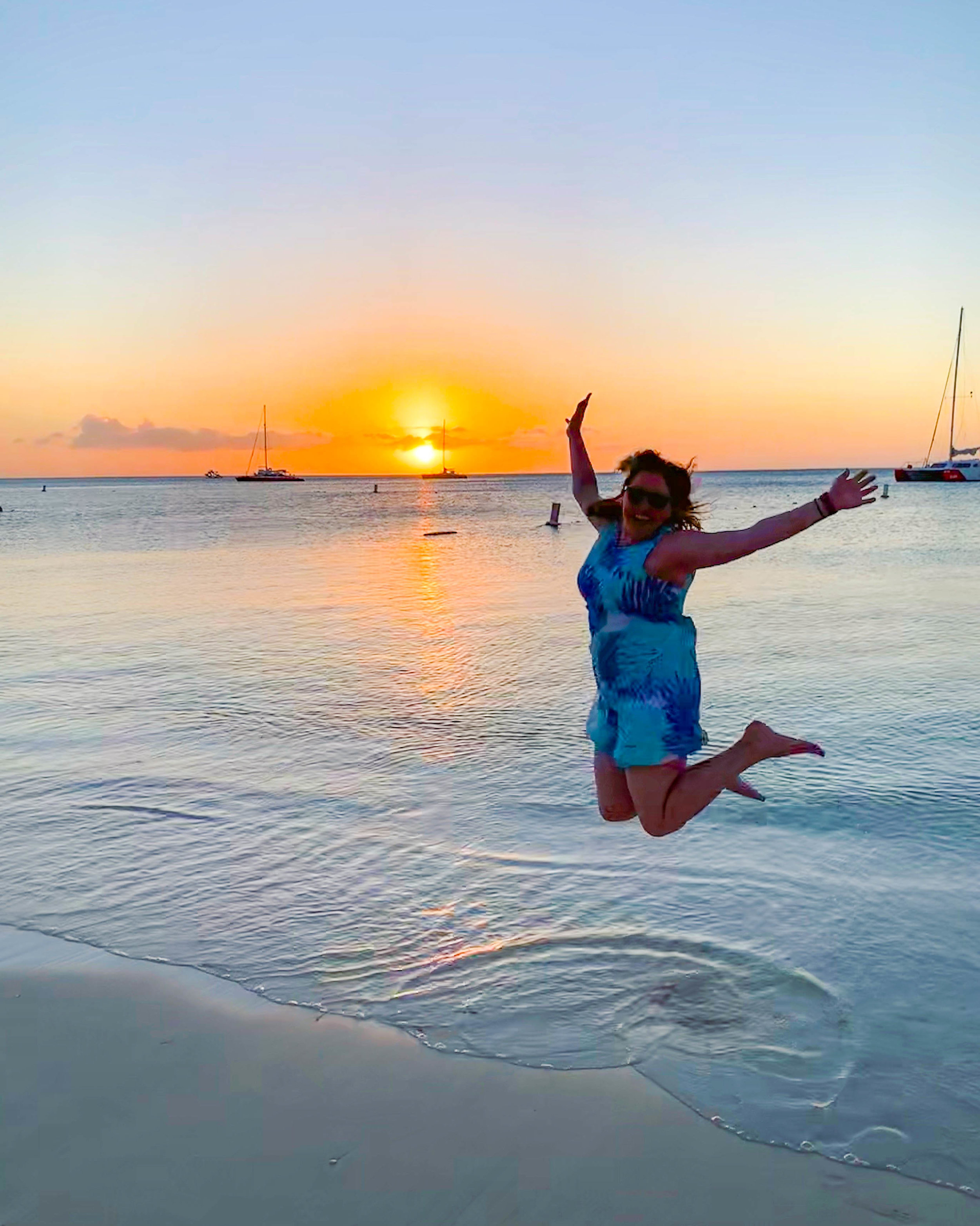 Jumping at Aruba Sunset beach time!