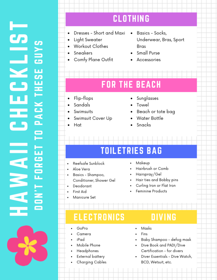 things you must pack for hawaii plus pretty printable packing checklist don t forget the the sweetest escapes