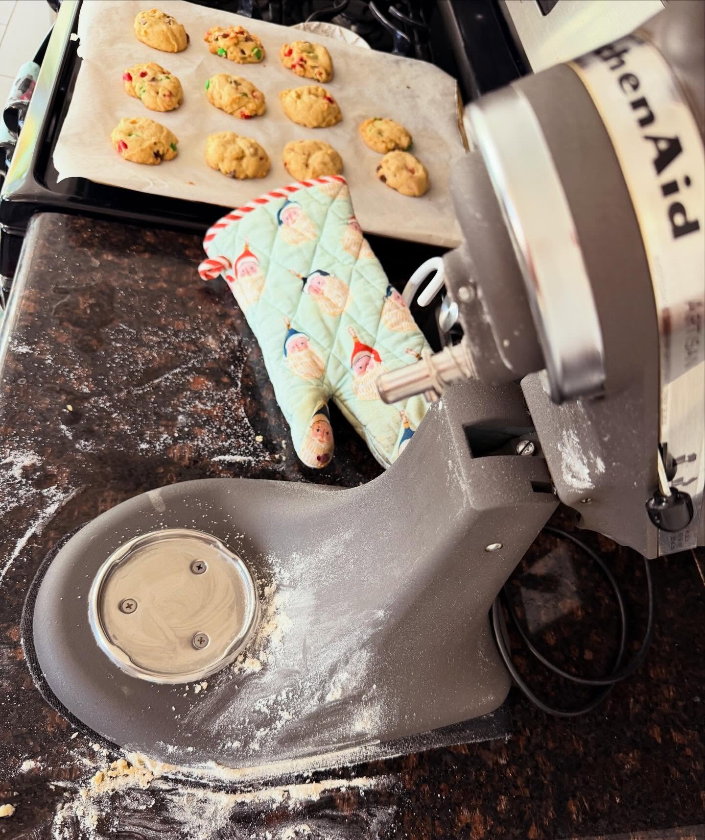 Christmas cookie baking has begun! 🍪 
Am I the only one that makes this big of a mess (you should see the floor)?! 🤣😁
#christmascookies #chocolatechipcookies