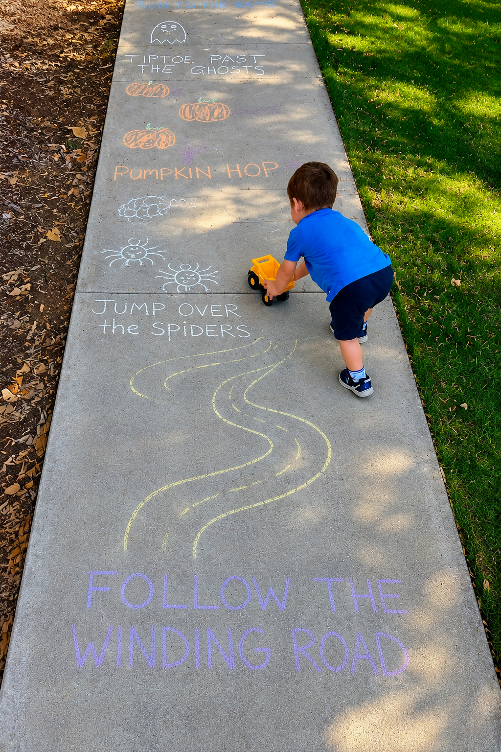 Perfect Halloween Activity - Sidewalk Chalk Obstacle Course!