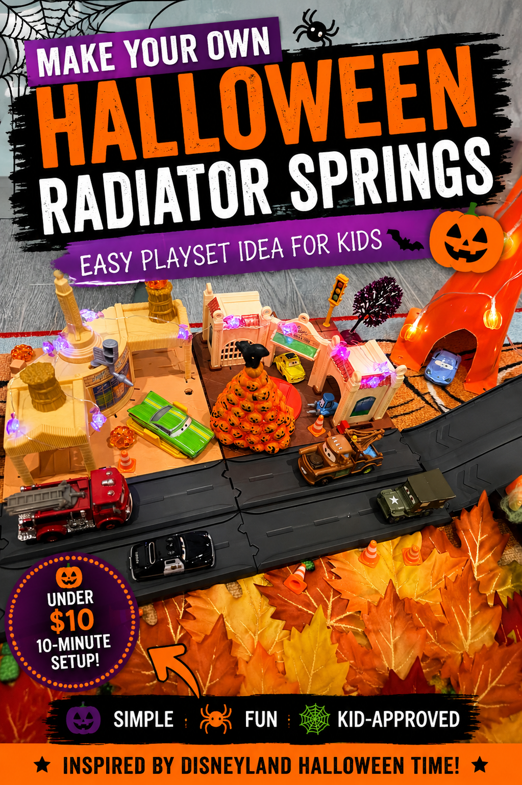 Radiator Springs playlet with Lightning McQueen Halloween Makeover