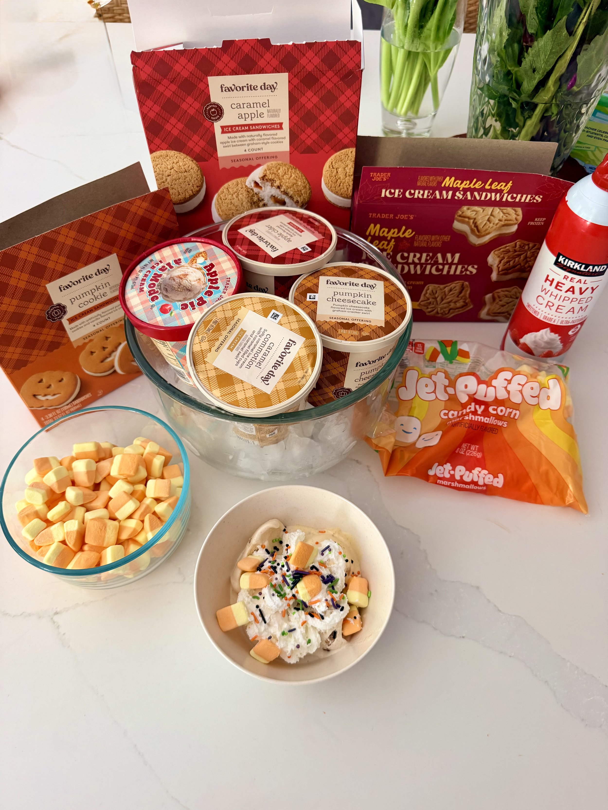 Fall ice cream selections from Trader Joe's and Target, Jet-puffed candy corn marshmallows