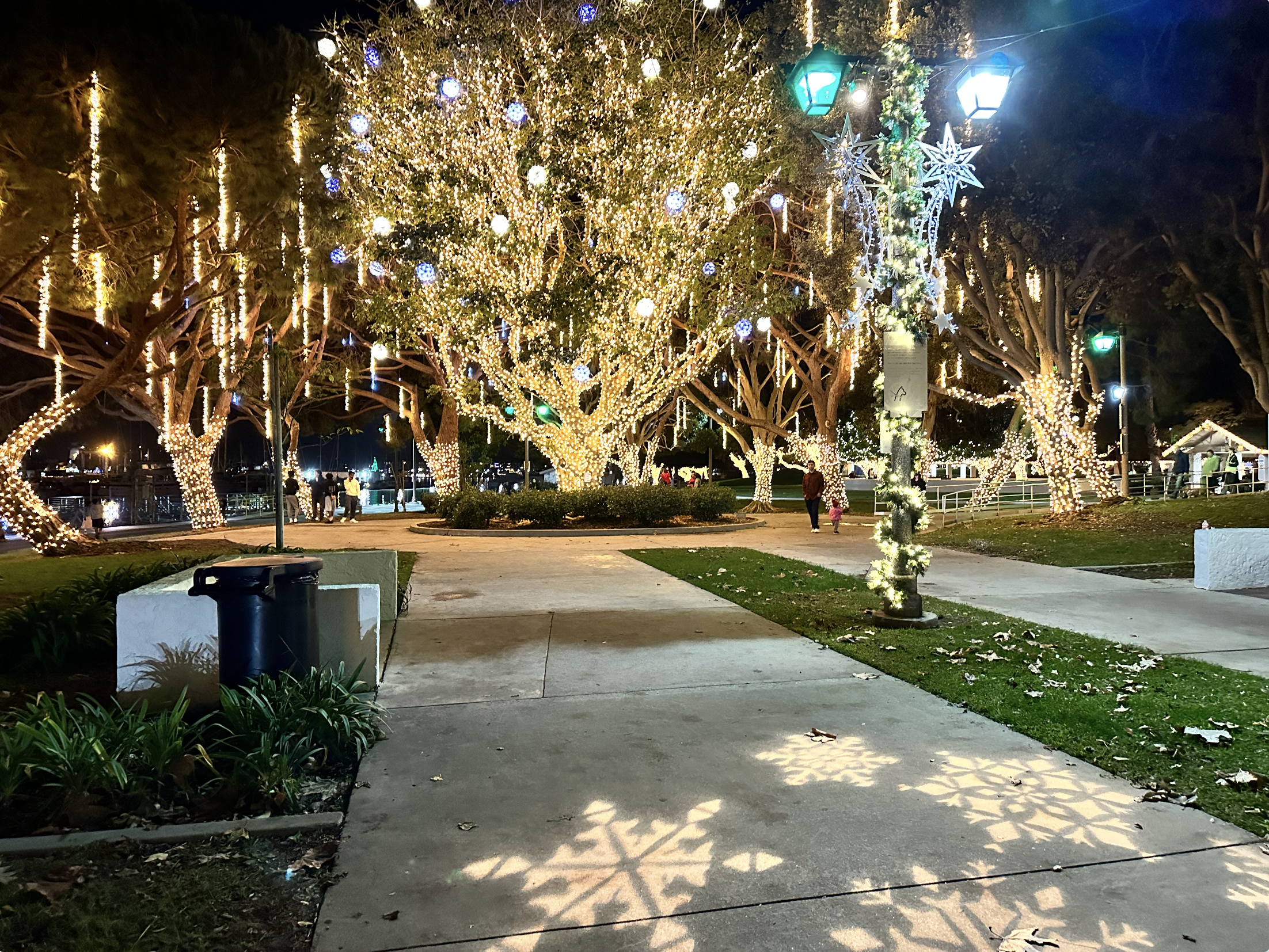 Christmas lights display at Burton Chace Park in Marina del Rey