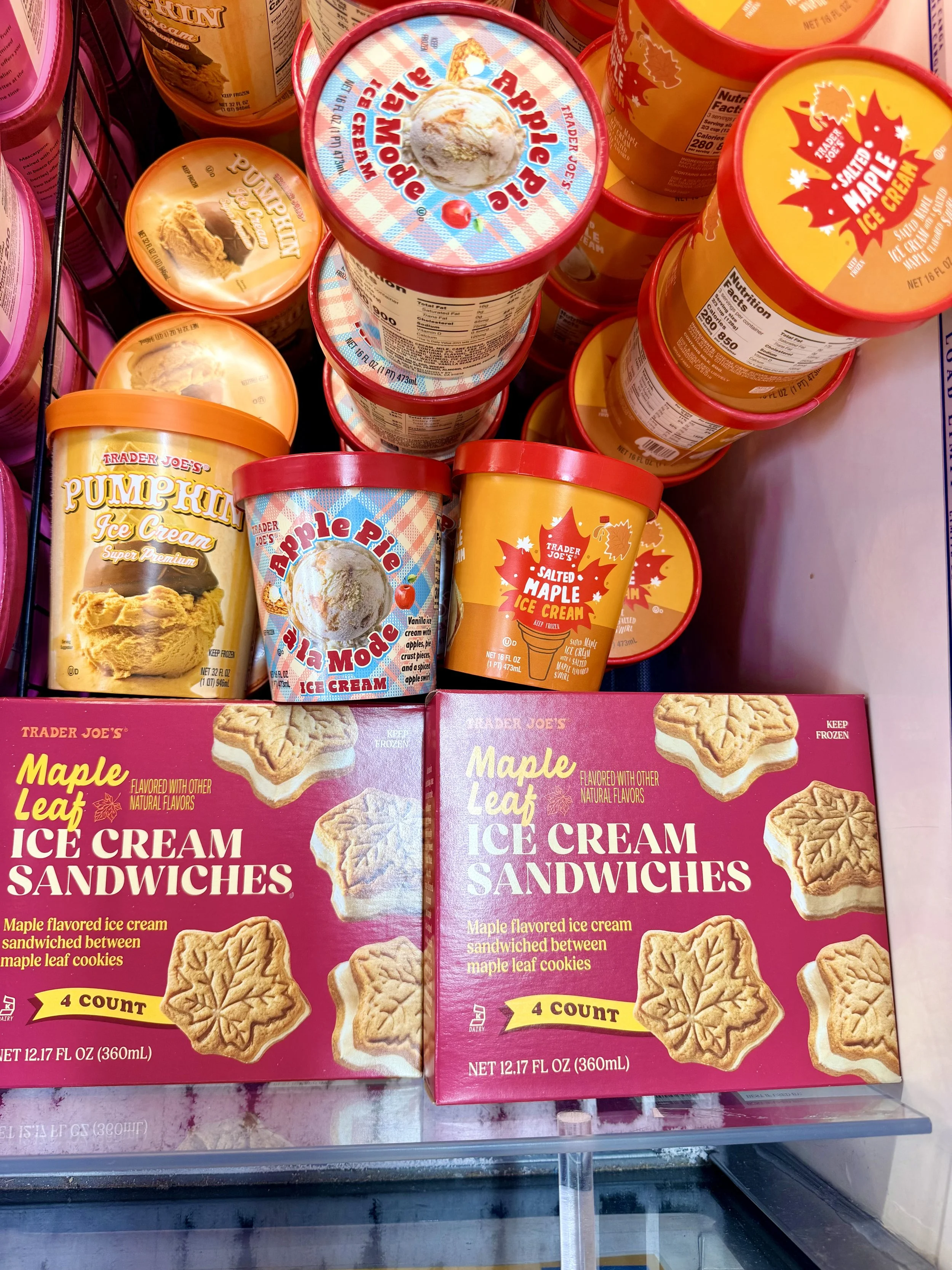 Pumpkin, apple, maple leaf ice cream sandwiches for Fall