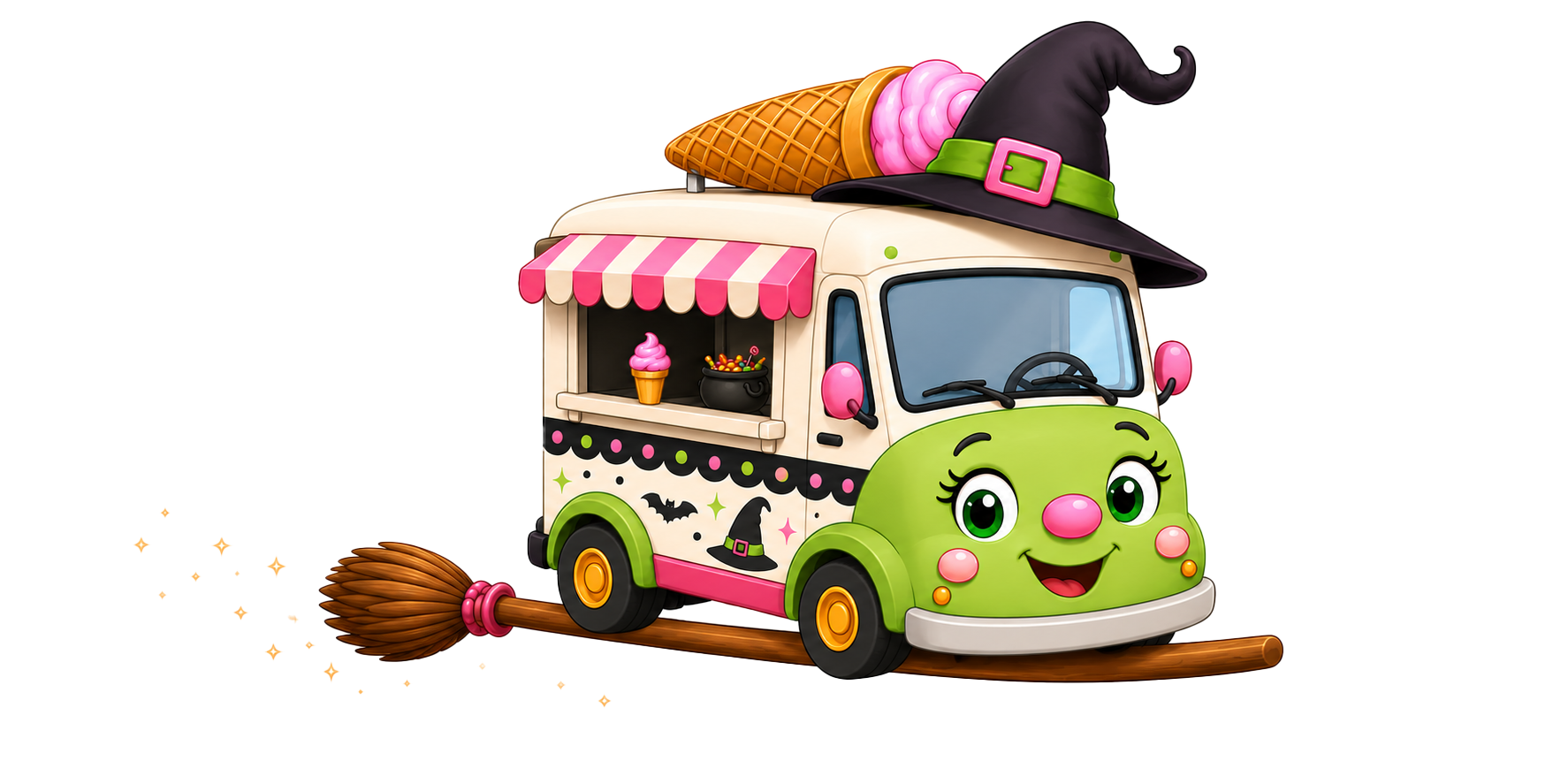 Ice Cream Truck as a witch from The Trucks that Saved Halloween