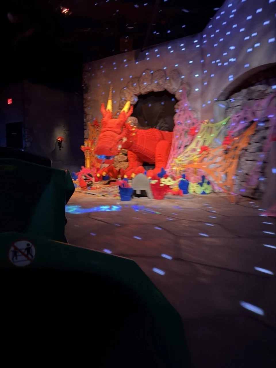 Halloween decorations inside The Dragon roller coaster at LEGOLAND California