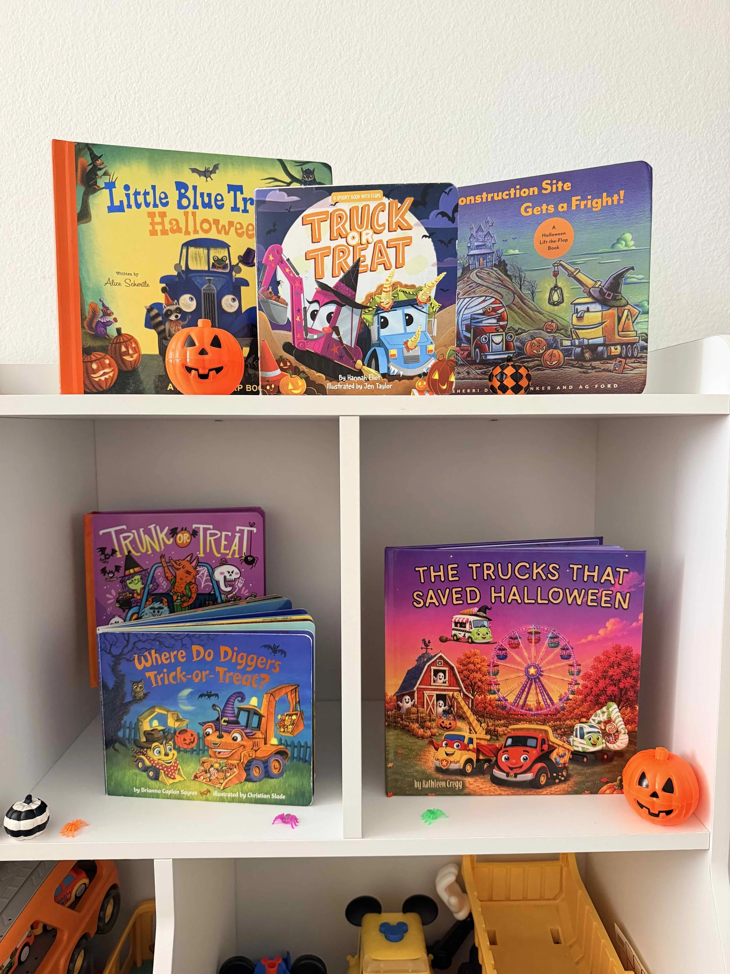 Best Halloween truck books on a bookshelf for toddlers