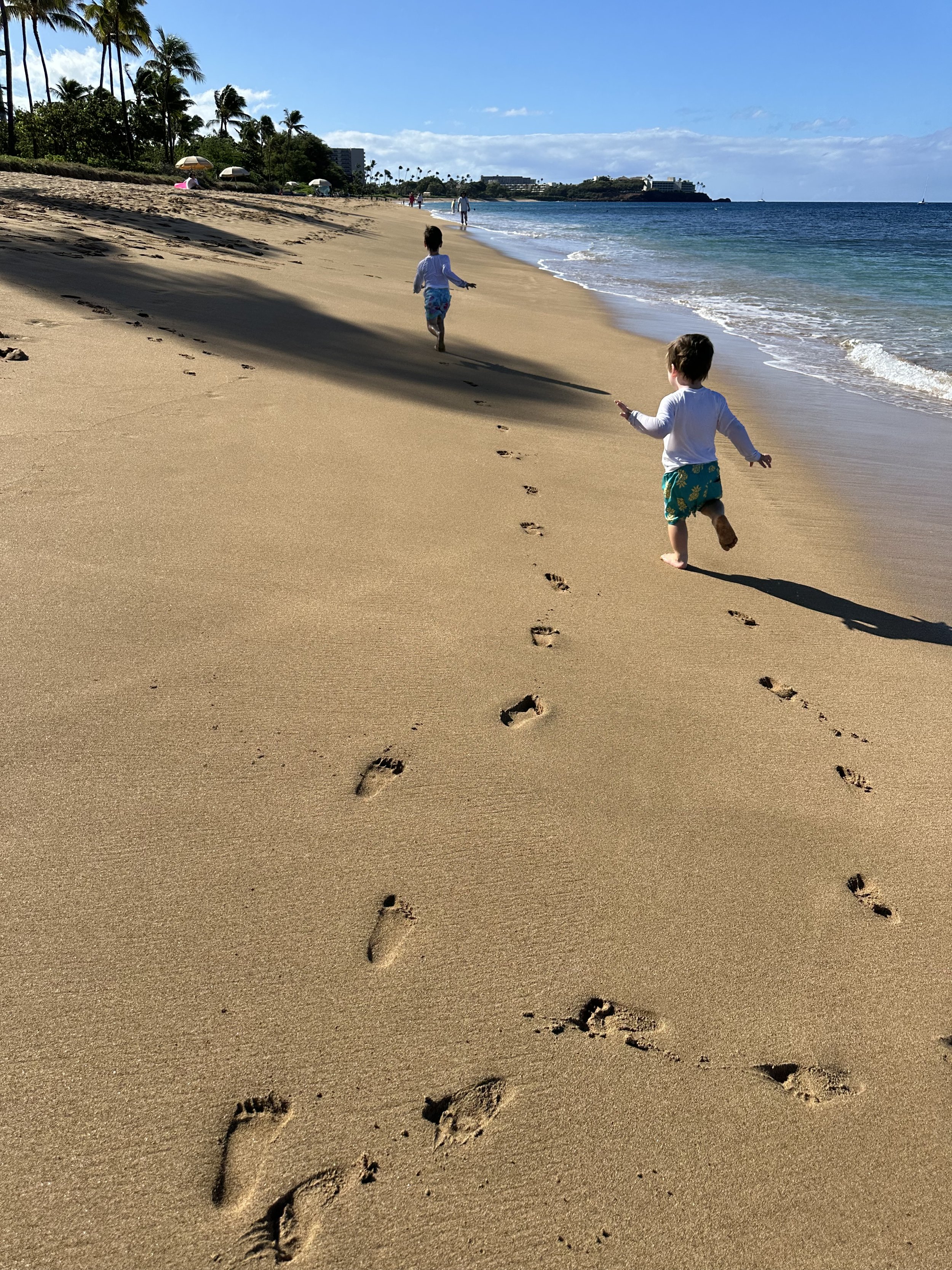 Airport Beach (Kahekili Beach Park) with little kids and toddlers running on the Maui beach