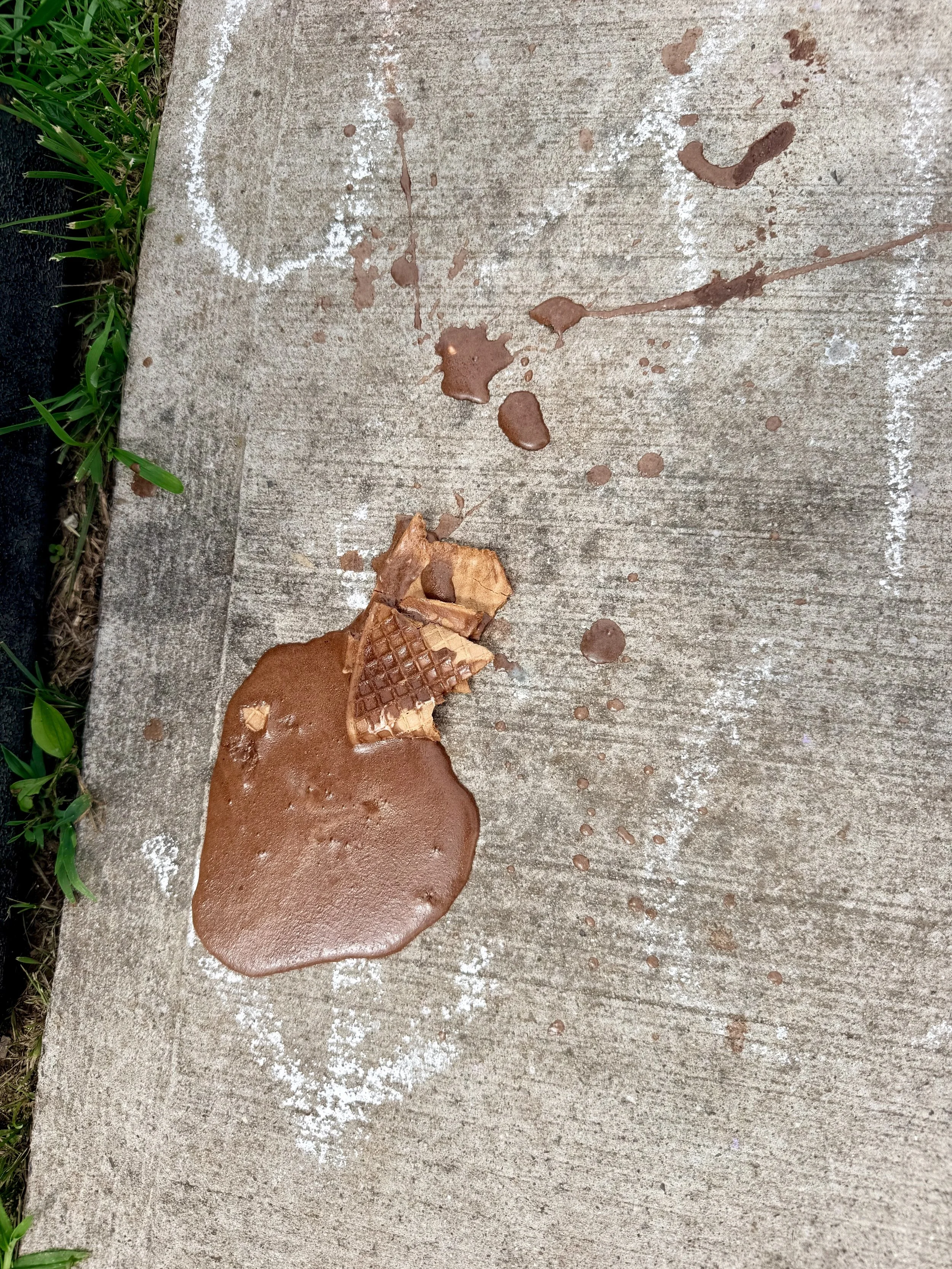 spilled chocolate ice cream on the floor