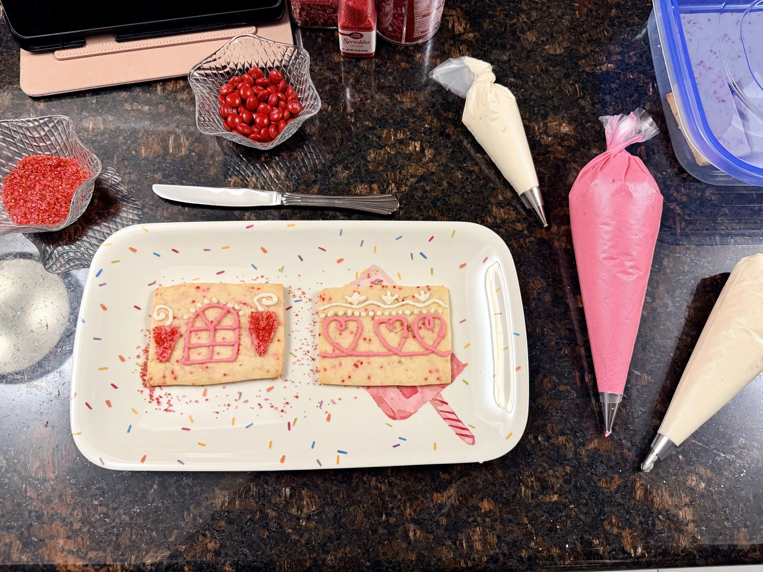 Buttercream Frosting Design for Valentine’s Day Sugar Cookie House