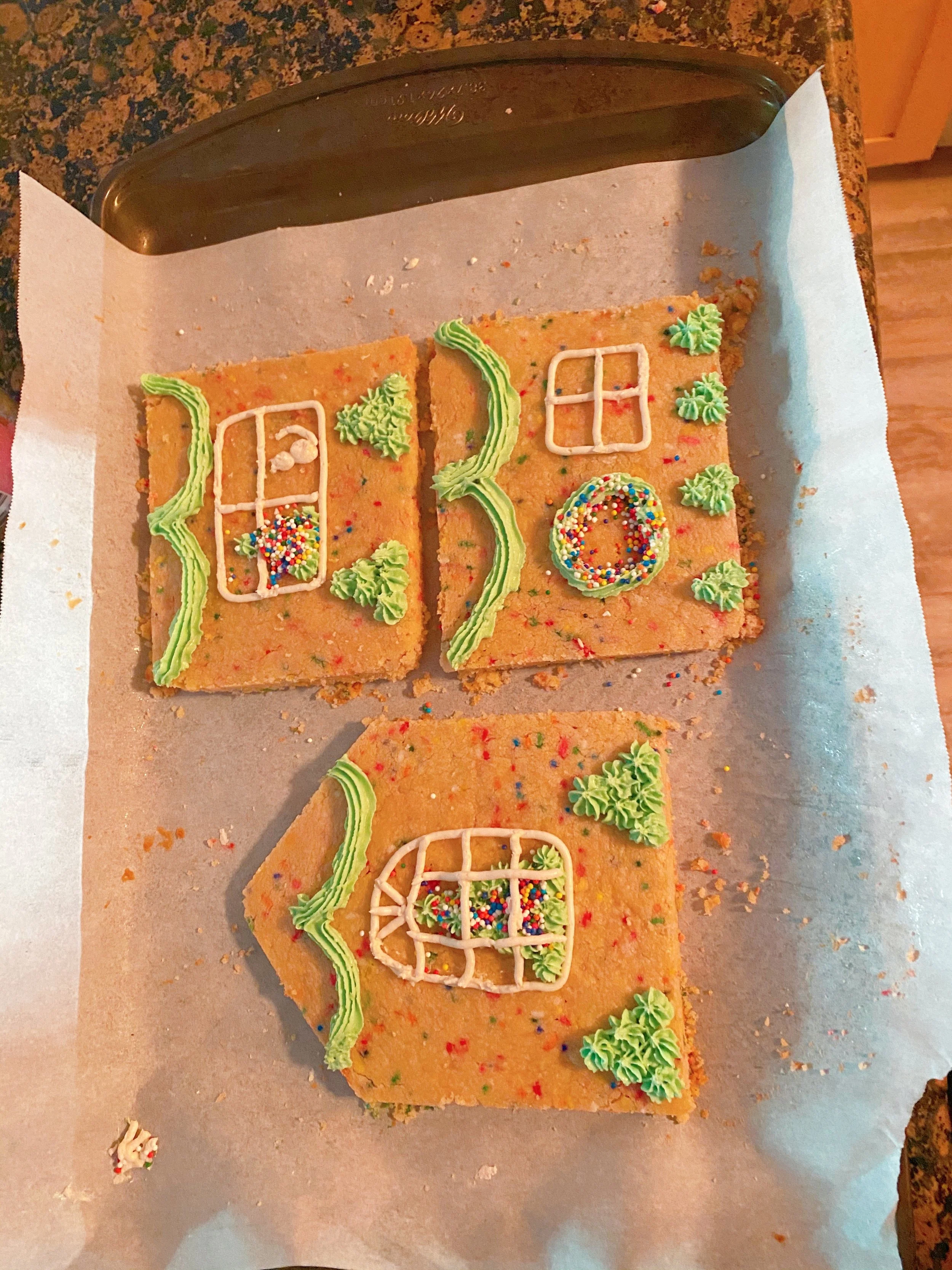 Gingerbread house template made walls and back