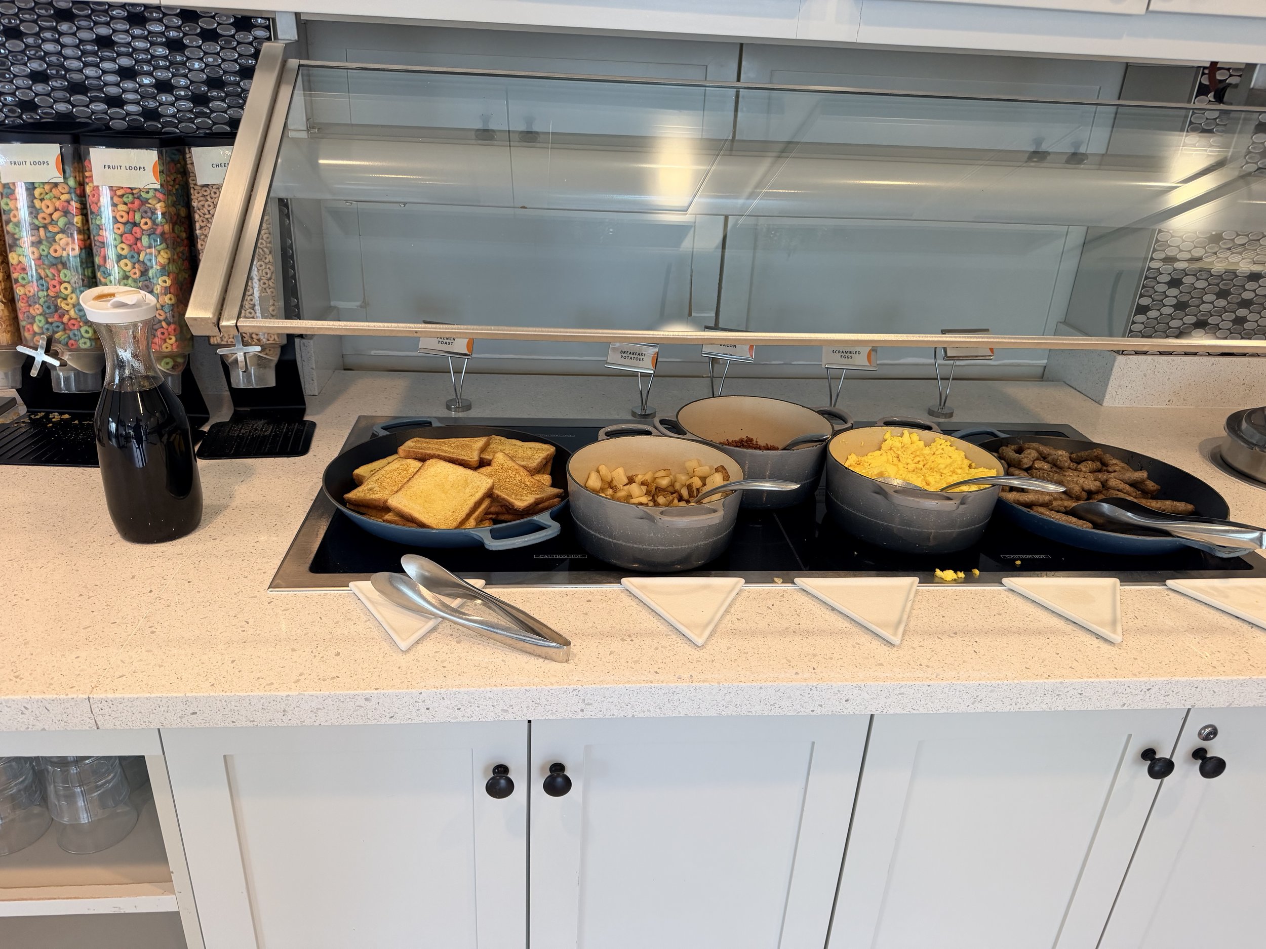 Free Breakfast that is included with Hyatt Santa Cruz room - eggs, French toast, sausage, potatoes