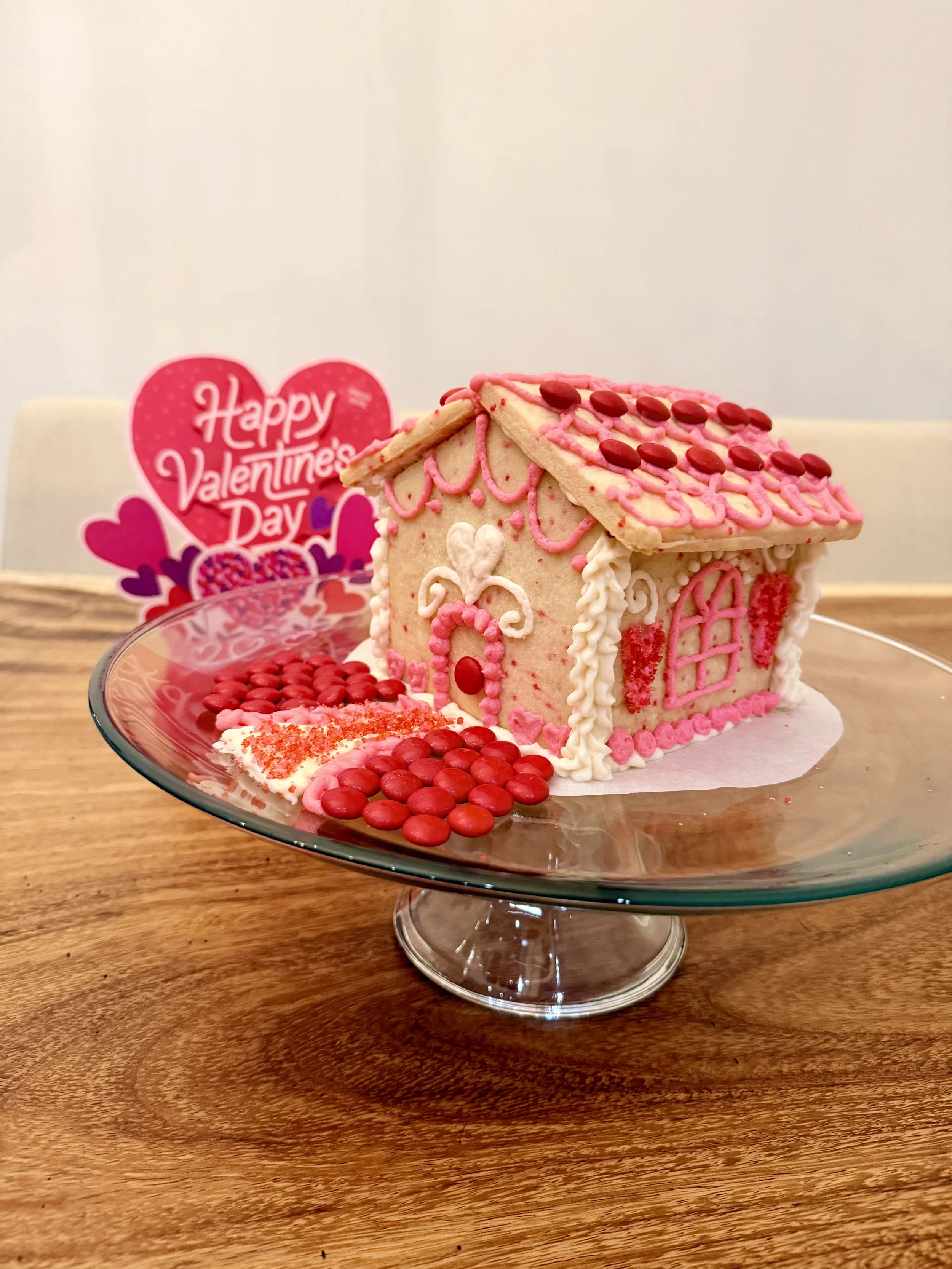 Sugar Cookie house for Valentine's Day lace design inspired