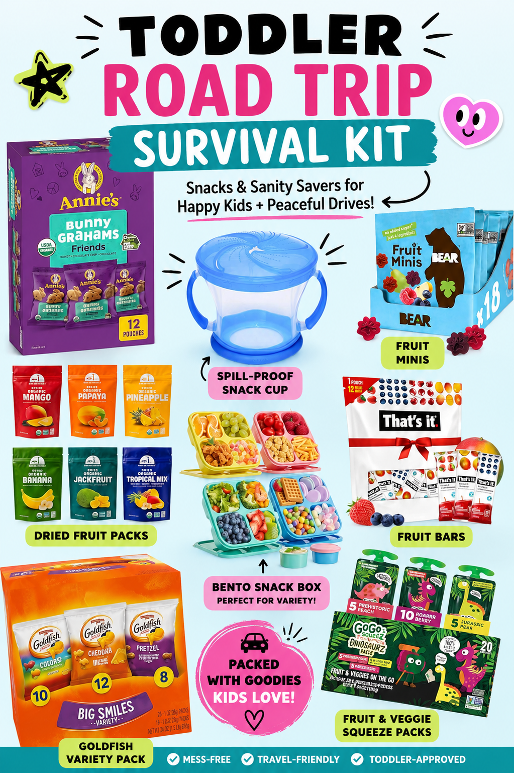 Toddler Road trip snacks recommended for road trip survival
