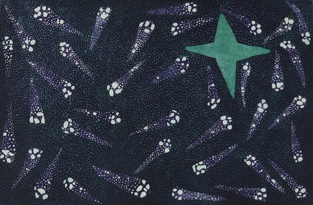   Munuy’ŋu Marika,  Morning Star,  etching on Hahnemuhle paper, 72 x 53cm, 2018.  