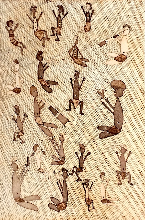  Margaret Gudumurrkuwuy,  Bungul,  etching on Hahnemuhle paper, 33 x 50cm, 2018. 