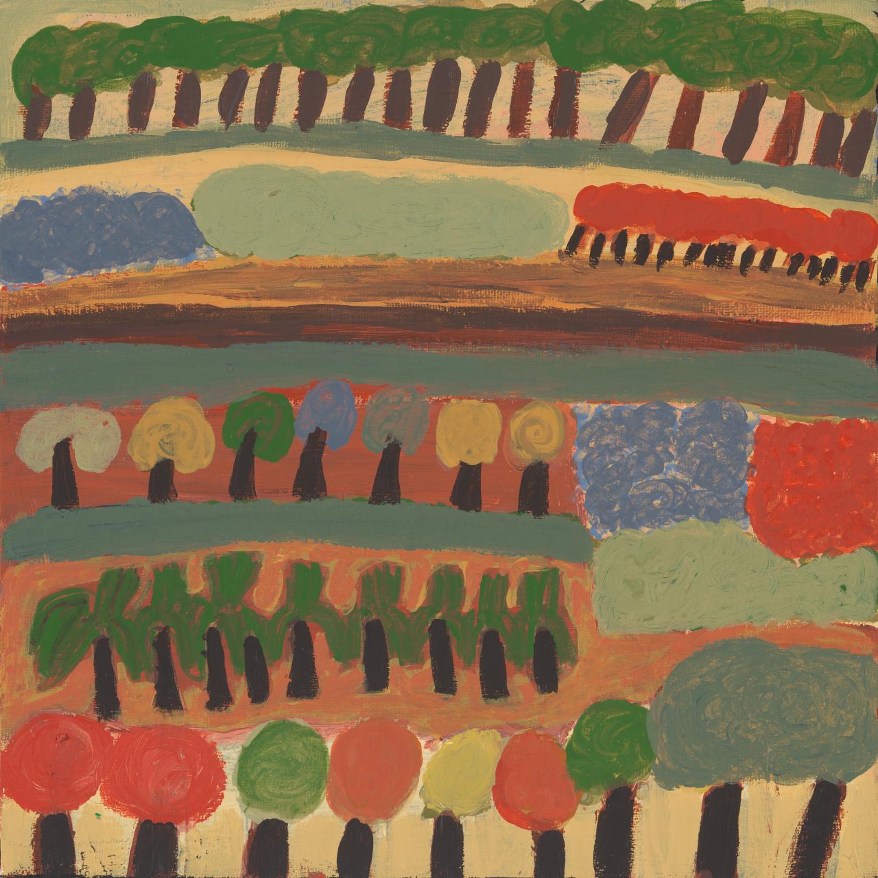  Rosemary Gutili,  Galiwin’ku Farm,  synthetic polymer paint on canvas, 30 x 30 cm, 2010. (National Gallery of Victoria) 
