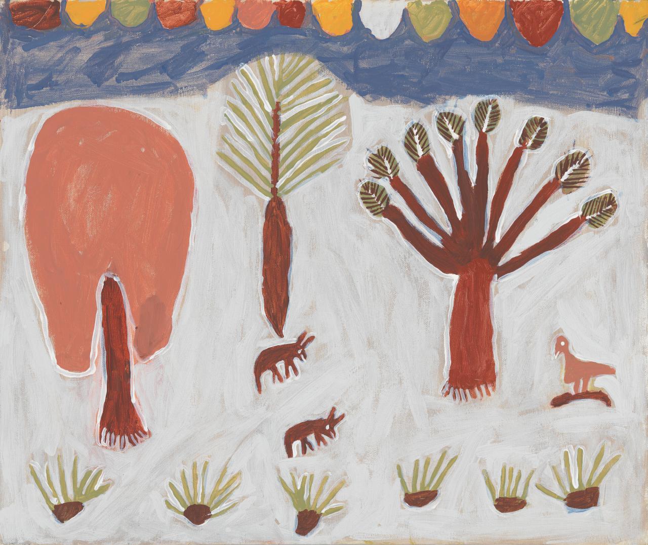  Margaret Rarru,  Dogs,  synthetic polymer paint on canvas, 50.8 × 61.2 cm, 2010. (National Gallery of Victoria) 