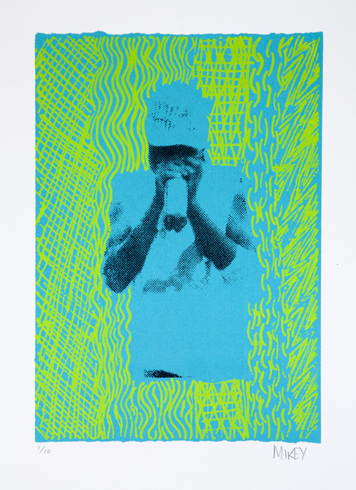  Mikey Gurruwiwi,  Petrol Sniffer , screen print on Fabriano paper, 32 x 21cm 2012. Image courtesy the artist and Buku-Larrnggay Mulka Centre. 