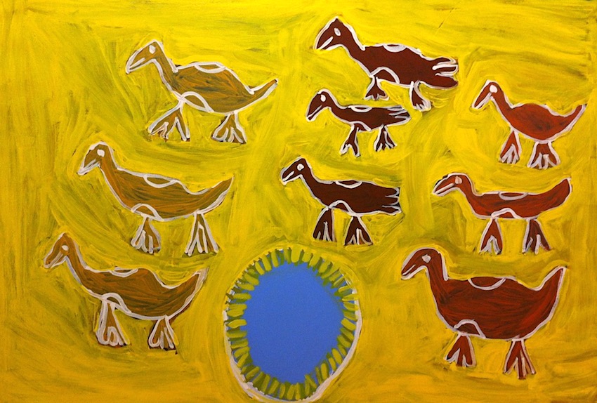  Ruth Lulwarriwuy,  Birds,  synthetic polymer paint on canvas, 70 × 120 cm. 