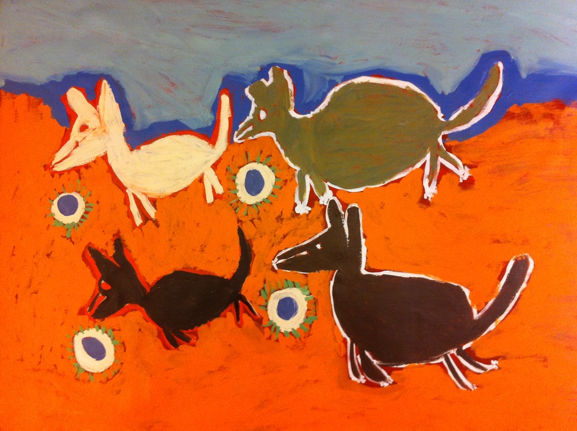  Ruth Lulwarriwuy,  Yirritja and Dhuwa Dogs , synthetic polymer on canvas, 120 x 90cm. (The Kerry Stokes Collection) 