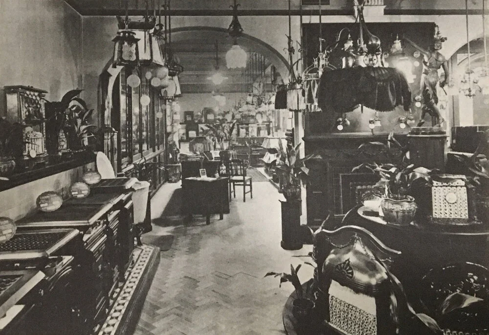 Interior archive photograph of the gas showroom at 639 High Road, Tottenham, circa 1914.