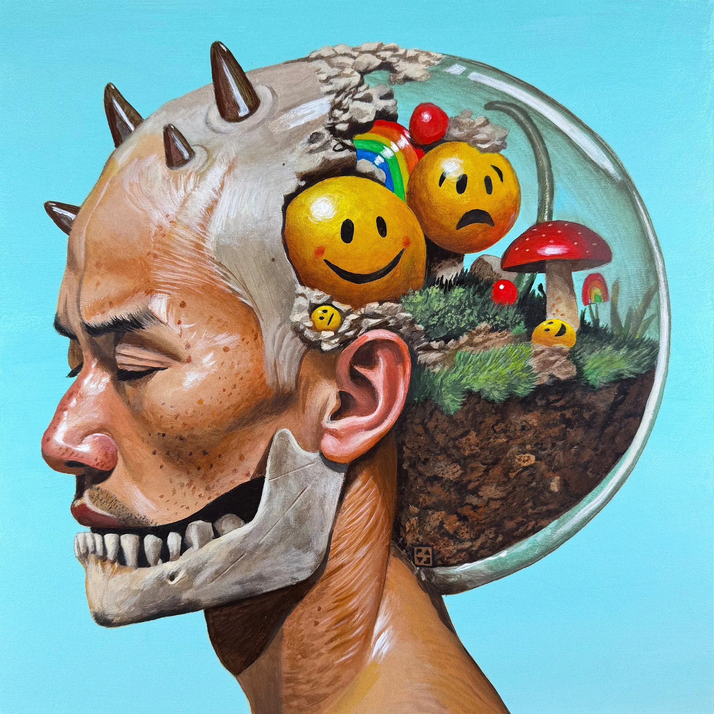   Happy Thoughts   12×12 in  Acrylic on boar 