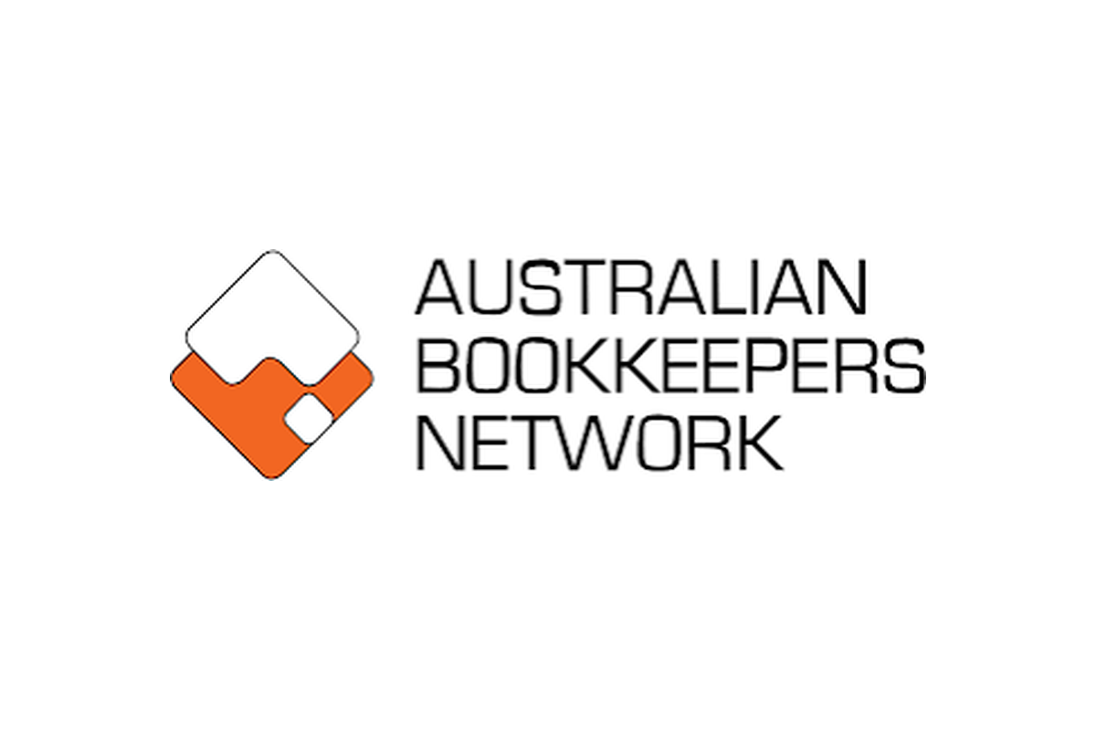Logo of the Australian Bookkeepers Network, featuring an abstract geometric design in black, white, and orange next to the organization's name.