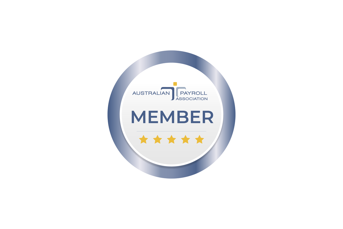 Australian Payroll Association member badge with five gold stars.