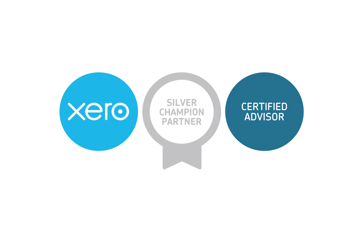 Xero Silver Champion Partner badge with Certified Advisor badge on the right.