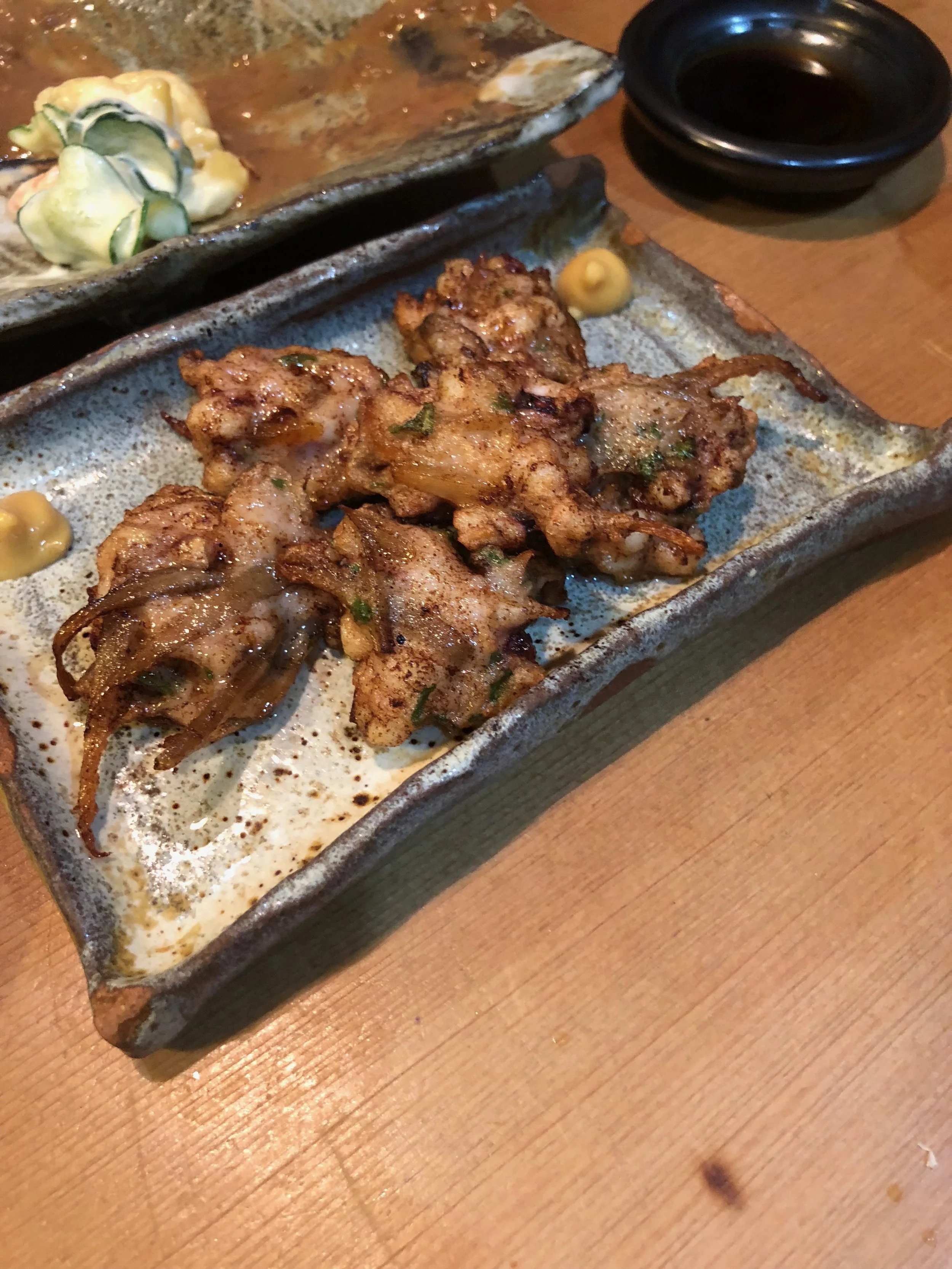 Last but not least, deep friend oyster meat—I think! It’s been a while since I had this. And a side of spicy mustard included.