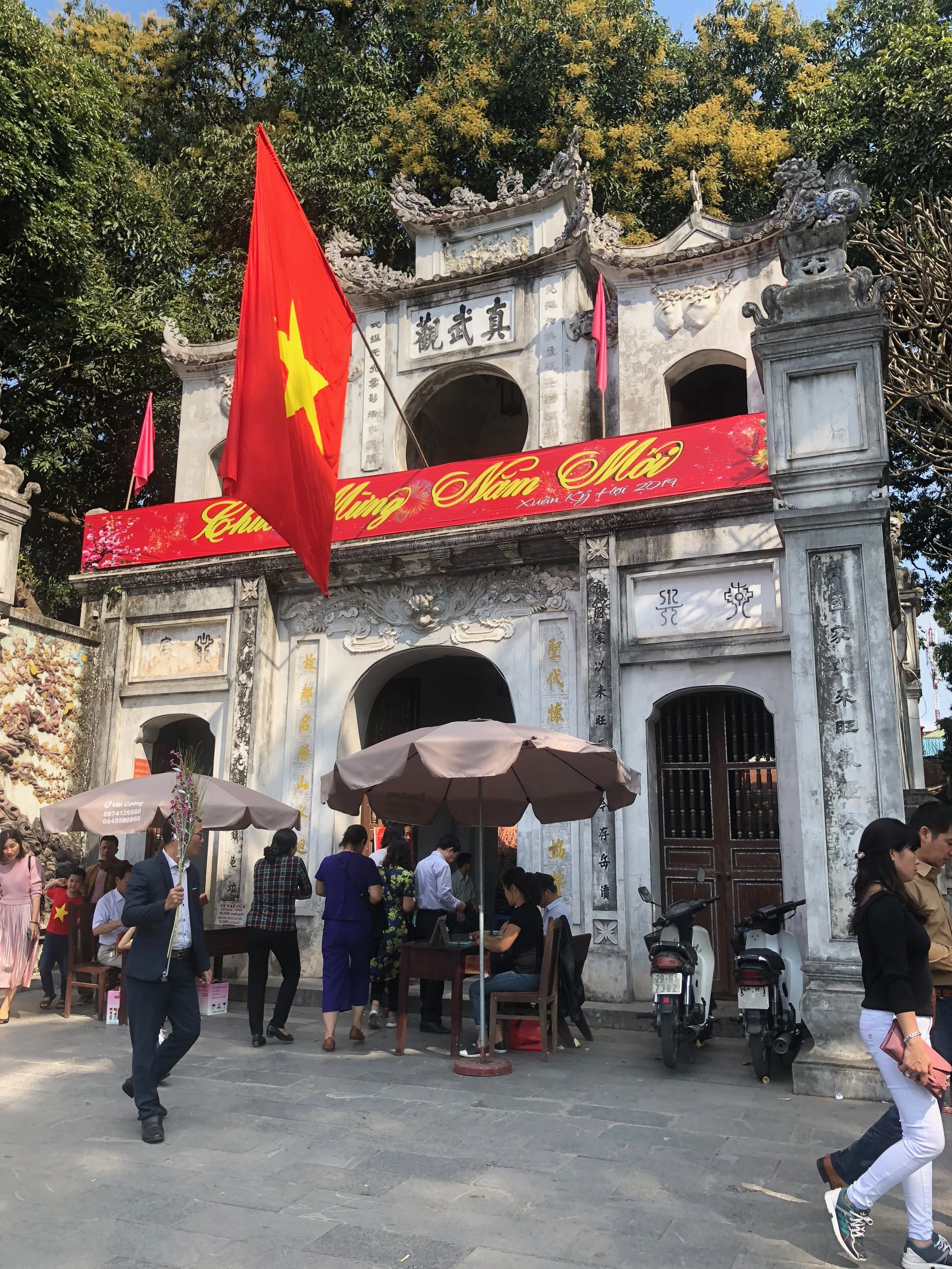 Quan Thanh Temple—filled with local people praying during the Lunar New Year.