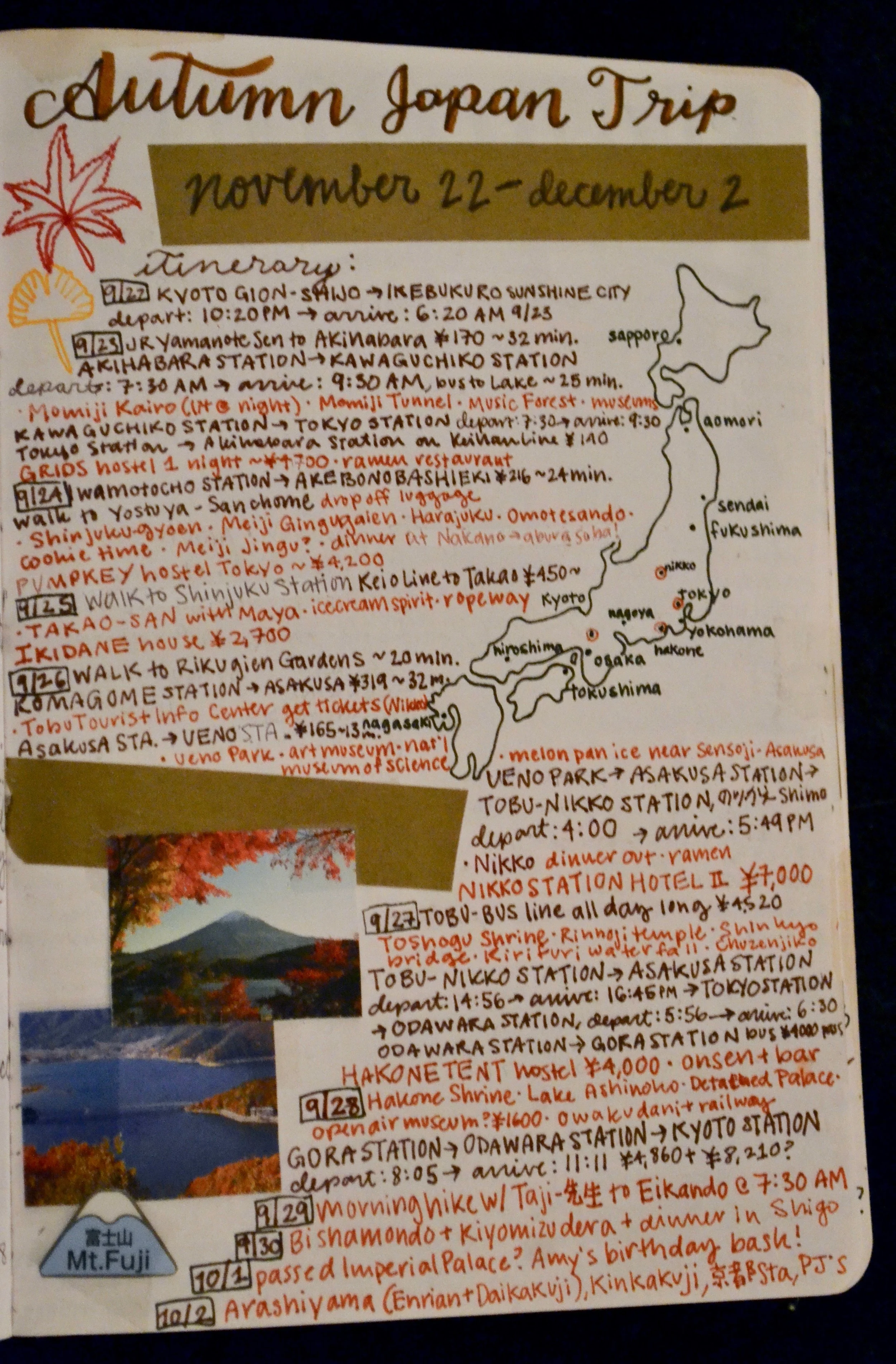 Whenever I make travel plans, I like to scribble down the things I plan to do and the things I end up doing that I didn’t expect. I especially like to draw maps and indicate the places I plan to go to.