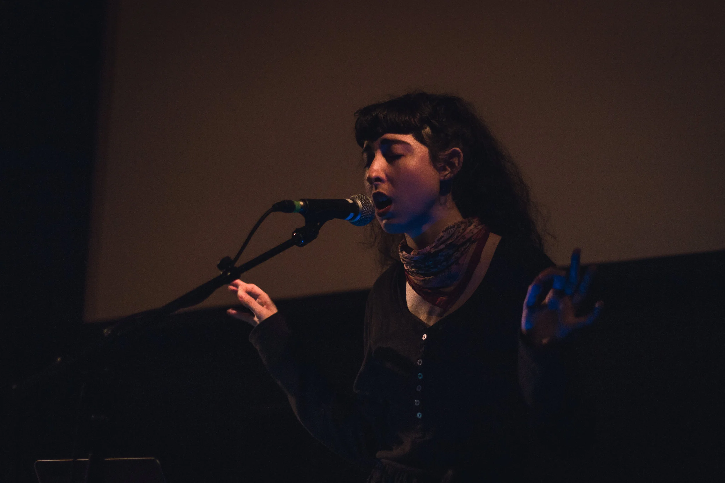 Image of Alamank performing at Dardishi Festival 2019 at CCA Glasgow. Photography by Noor Abdel-Razik