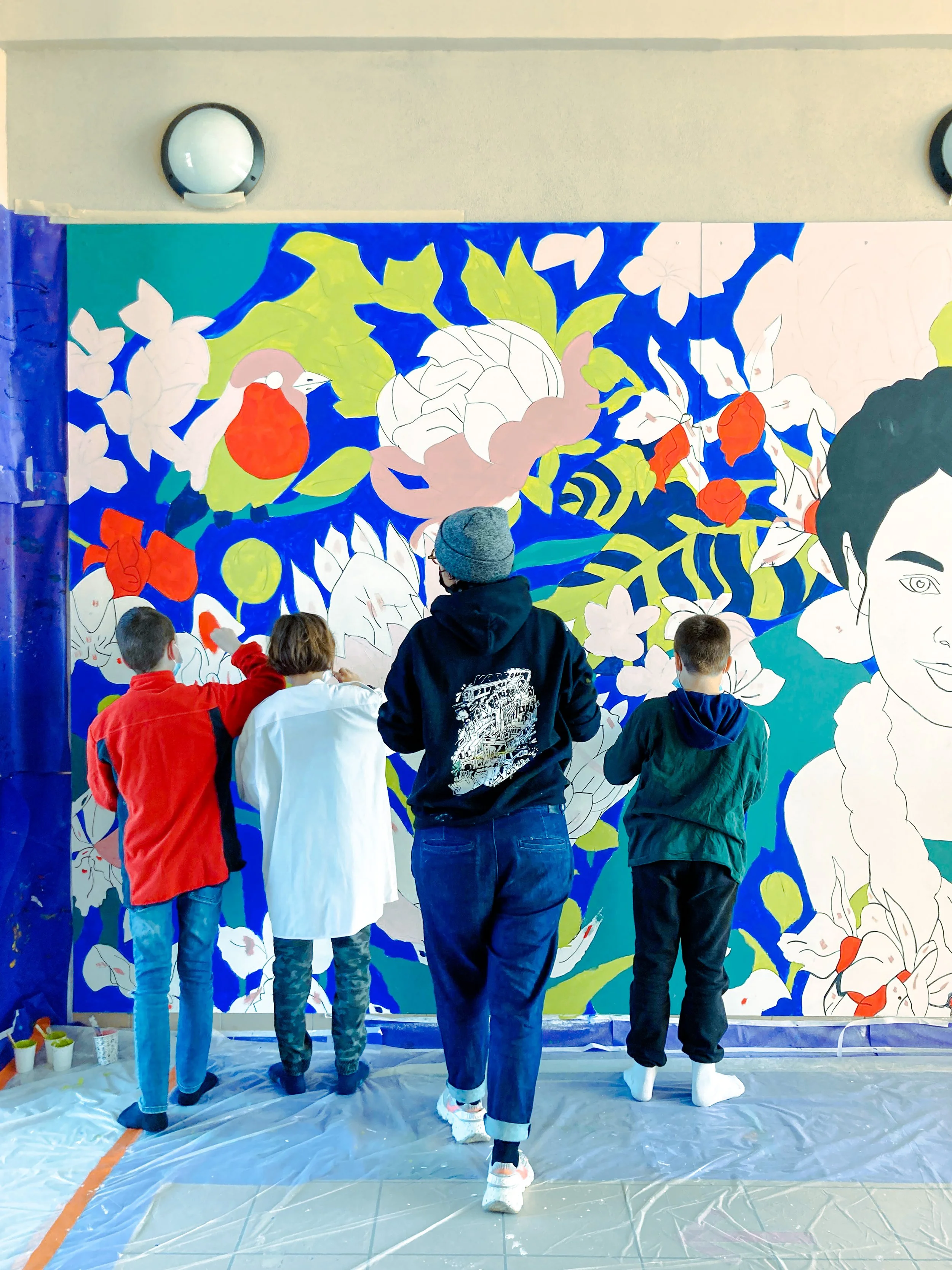 Fresque participative école Nelson Mandela à Genas