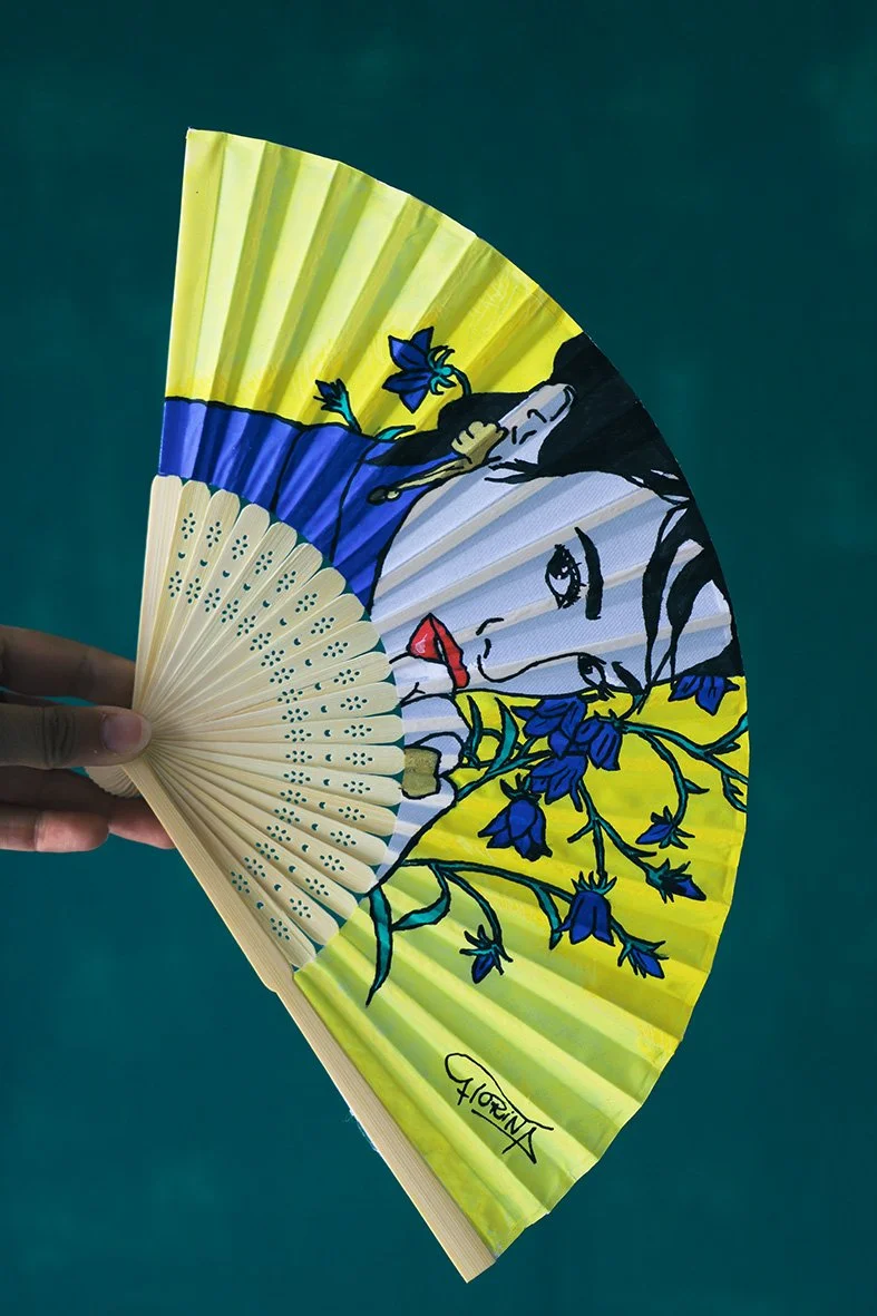 création sur un éventail