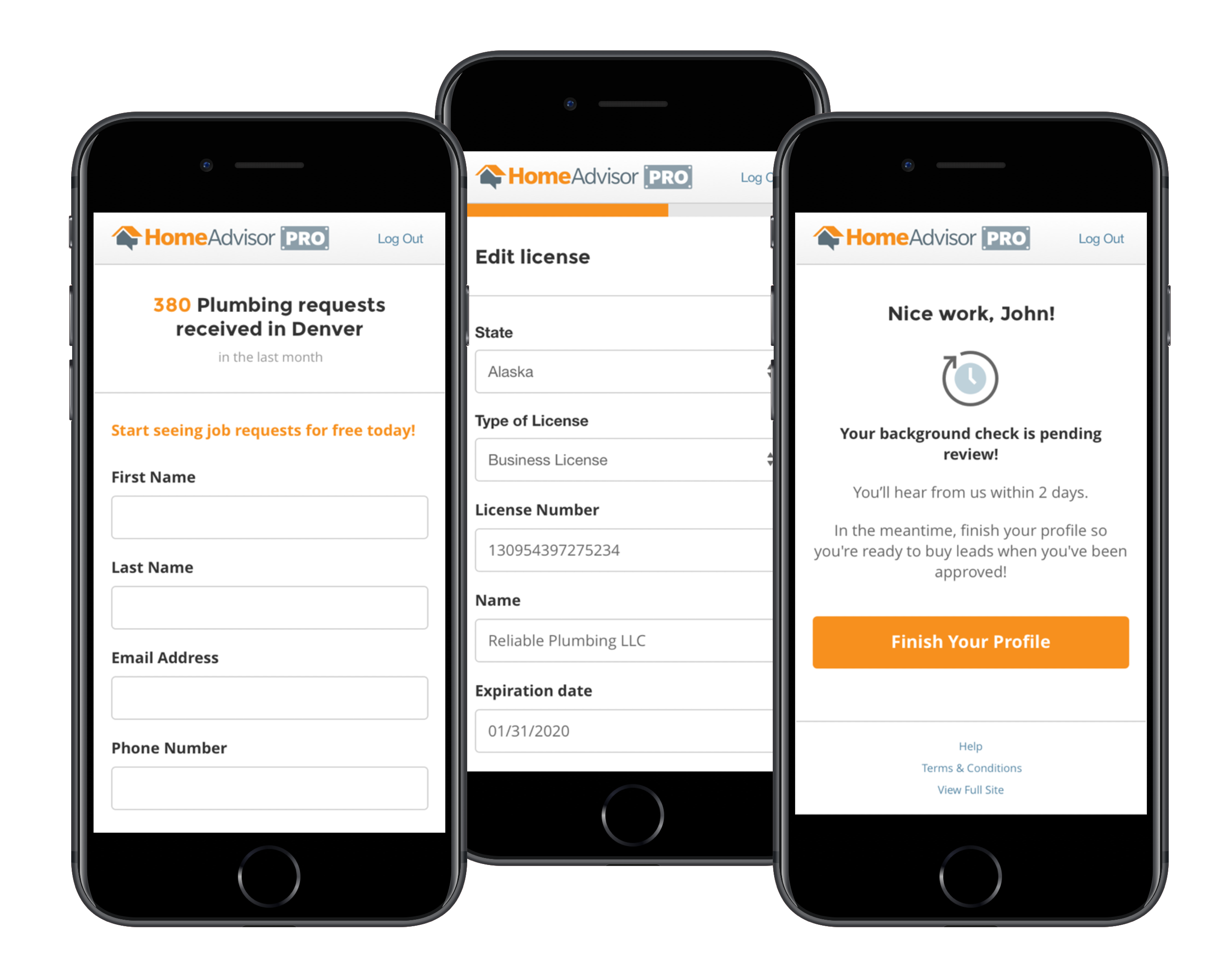 HomeAdvisor | Pro Sign Up & Profile Creation Flow — Jennifer Brennan