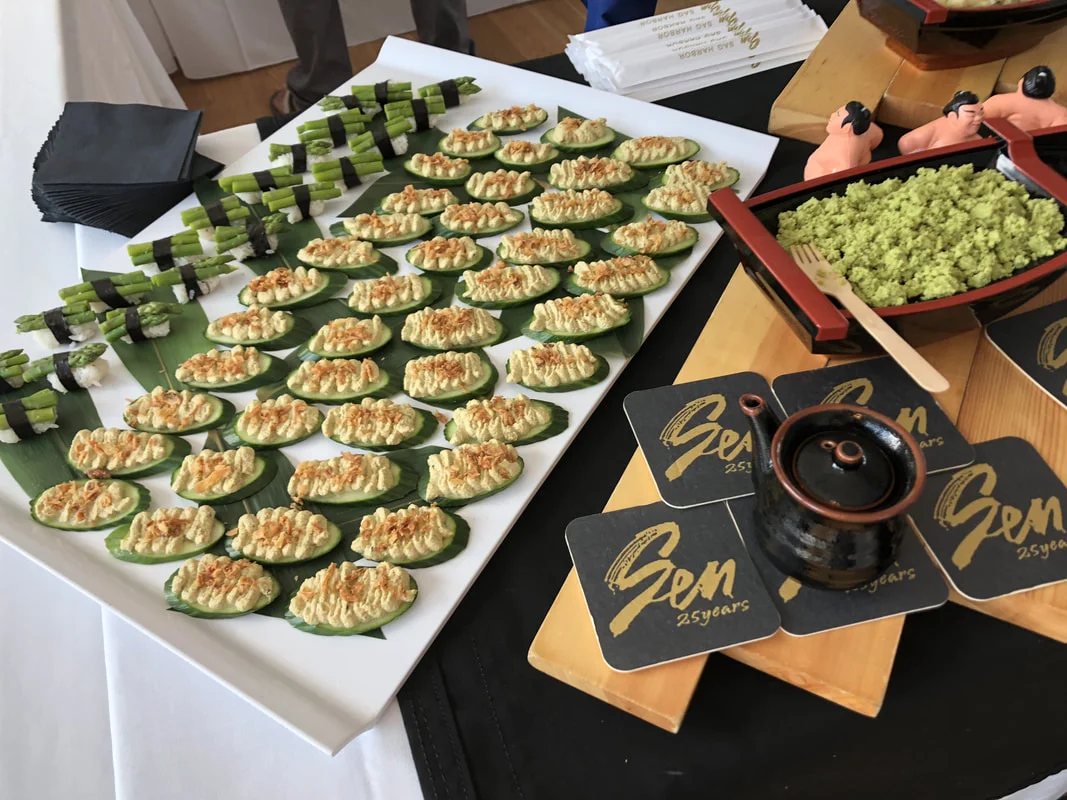 Edamame/hummus/cucumber bites