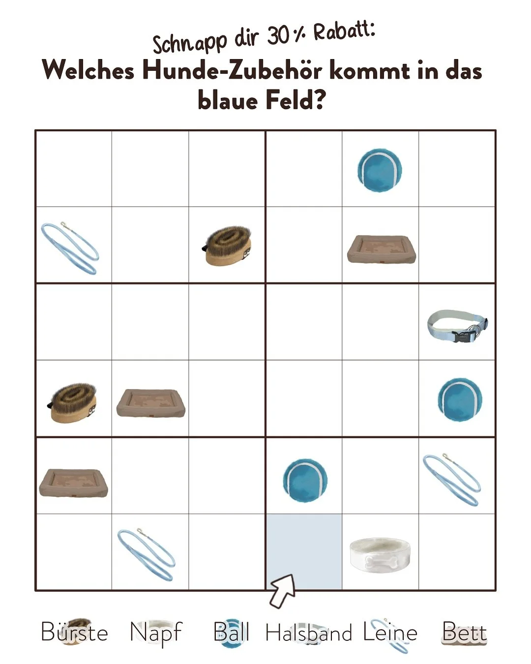 Bekommst du das R&auml;tsel gel&ouml;st? Wenn ja, bekommst du 30% Rabatt auf mein neues 6x6 Hunde-Sudoku! 🤩

Sudoku ist schlichtweg DER Klassiker im Ged&auml;chtnistraining&hellip; Nutze dies um bei deinen Klient:innen
🧐 Denk- &amp; Kombinationsf&a