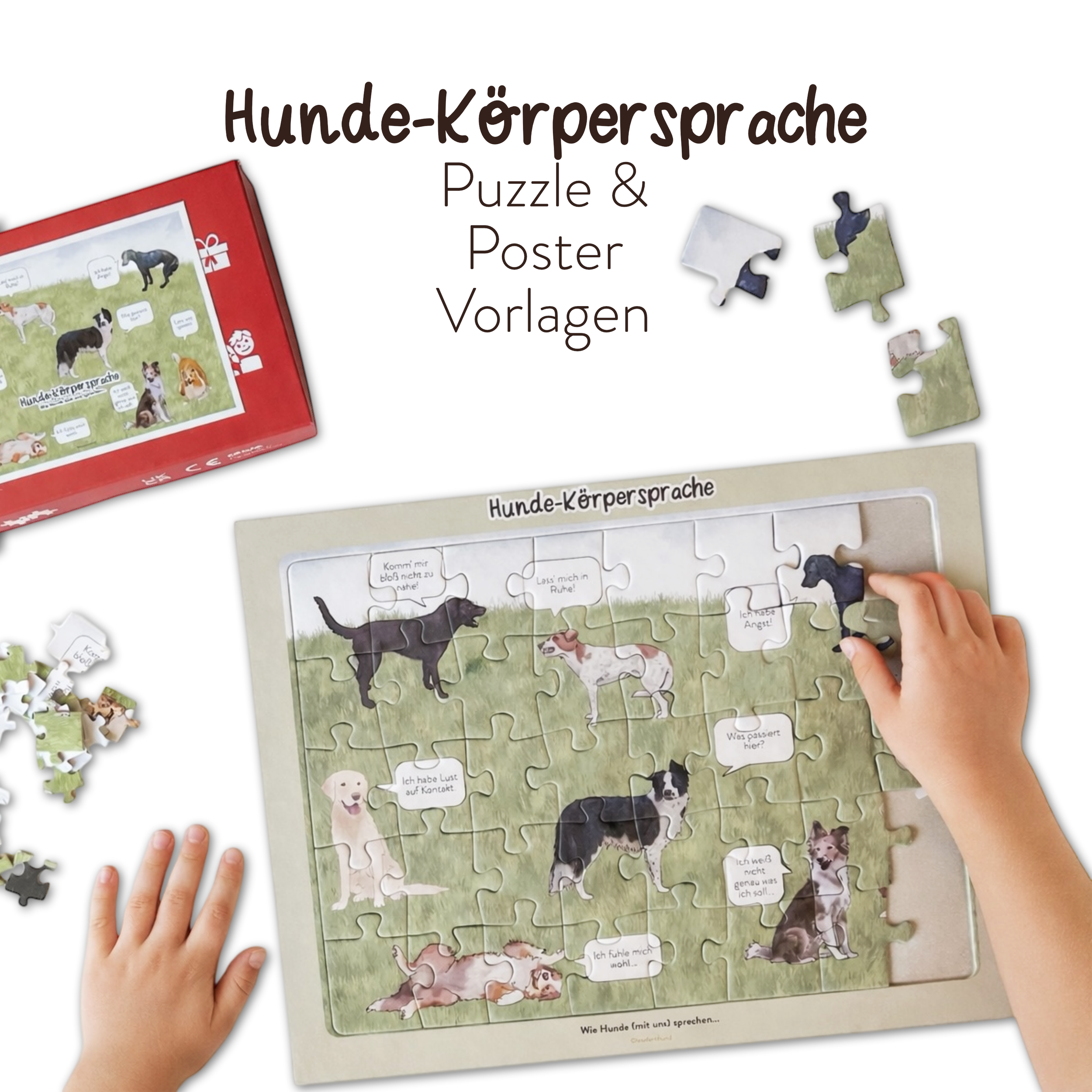 Hunde-Körpersprache Puzzle/Poster-Vorlage