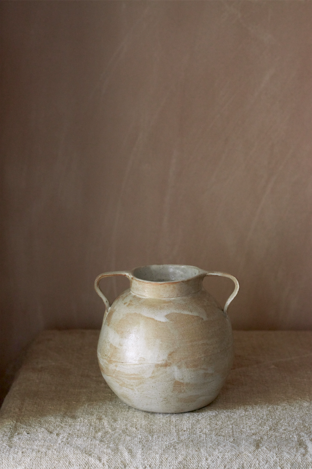 Buff + Painted White Small handled pot