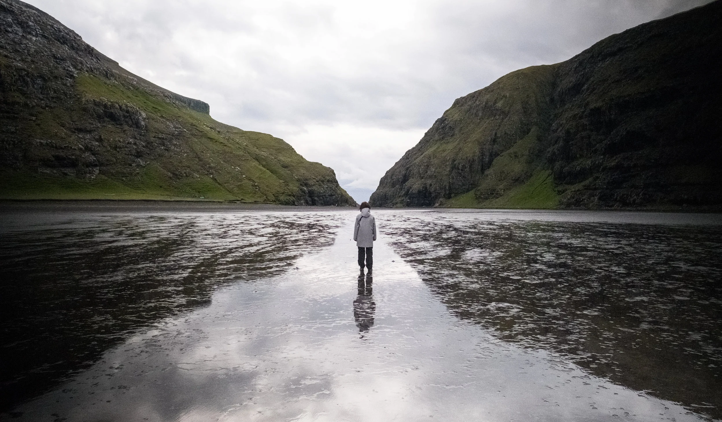 facing the ocean at low tide