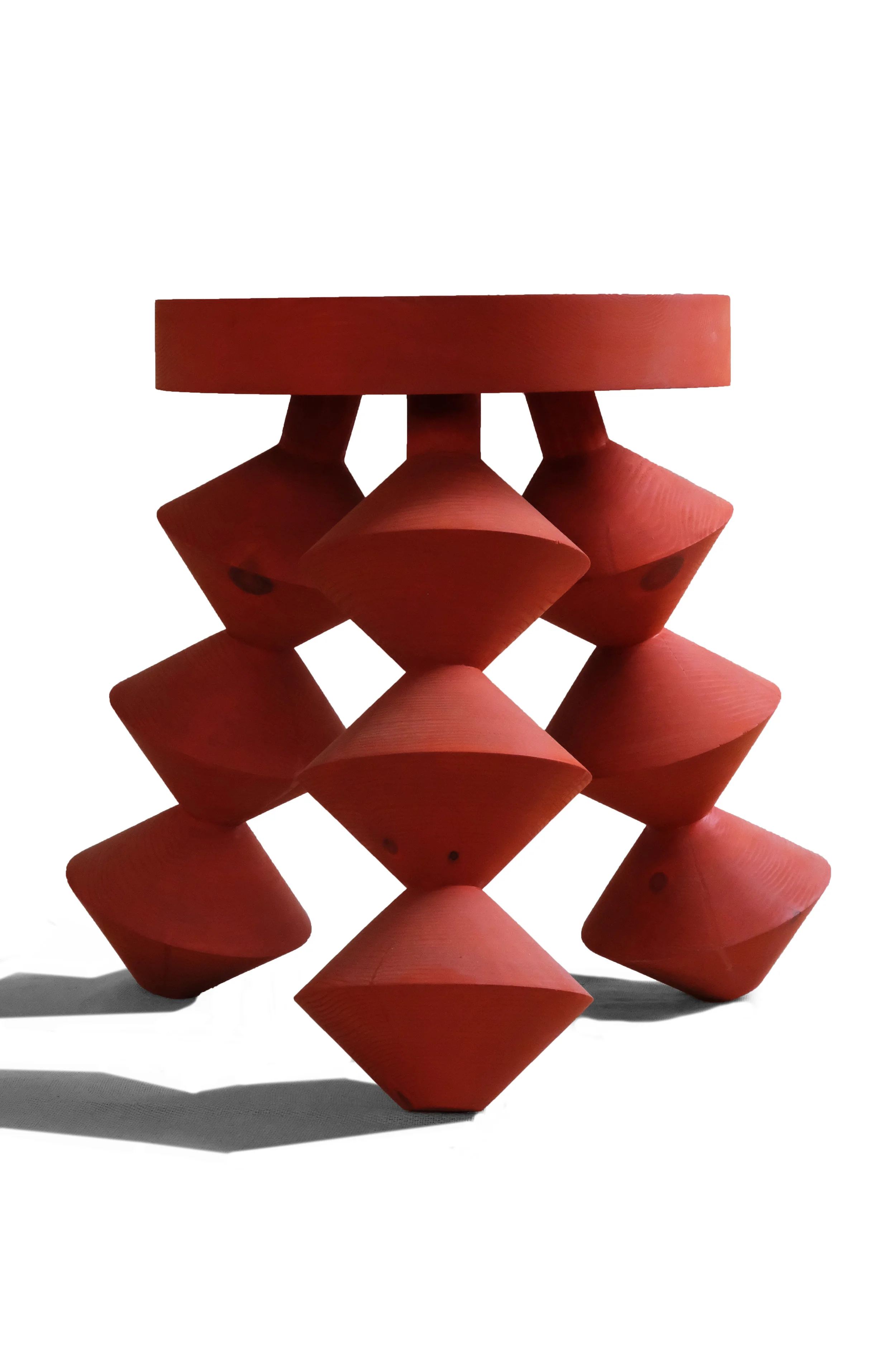 Primitive Forms | Red Stool | Red Wood | © Phat Design