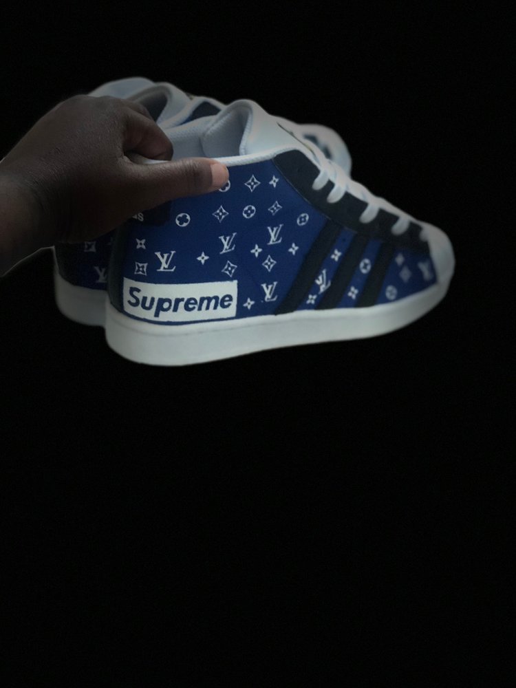 No Worries — LV x SUPREME Inspired Adidas Shoes