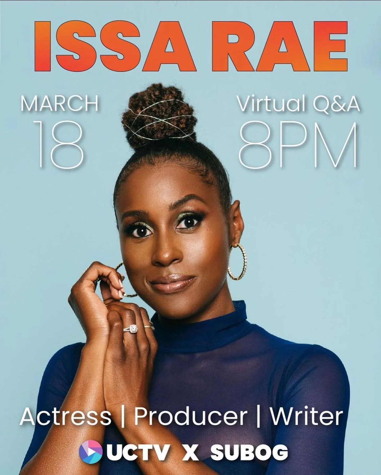 Don't be Insecure! Join us on March 18th for a virtual Q&amp;A with actress, writer, and producer Issa Rae. Submit your questions with the link in our bio! Join us as we discuss her amazing career, from her award-winning TV series, Insecure , to rece