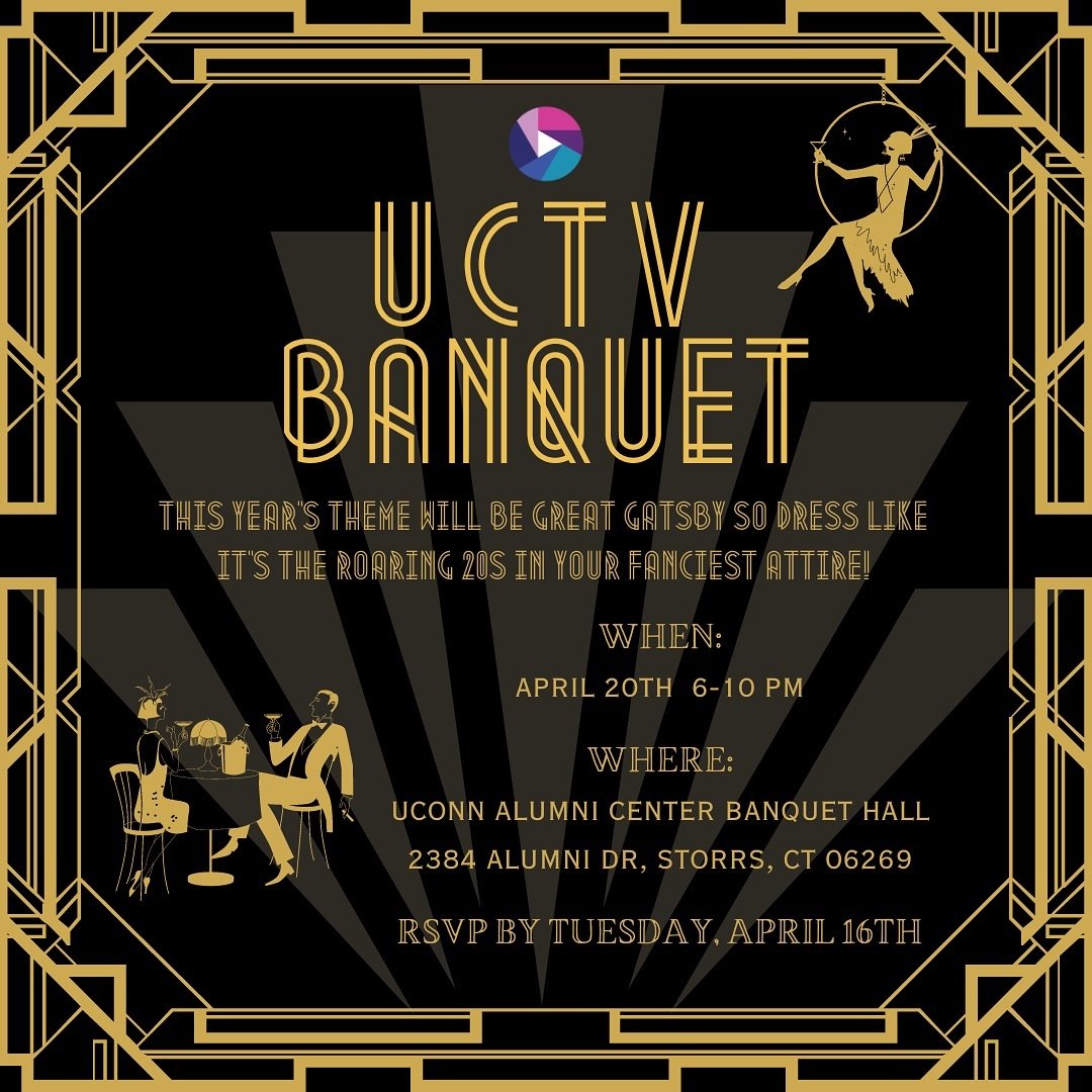 Are you ready to party like a true Gatsby? 🤩

Put on your fanciest, roaring 20s attire &amp; join UCTV at our annual banquet on April 20th!🥳
Use the link in our bio to RSVP before Tuesday, April 16th!‼️