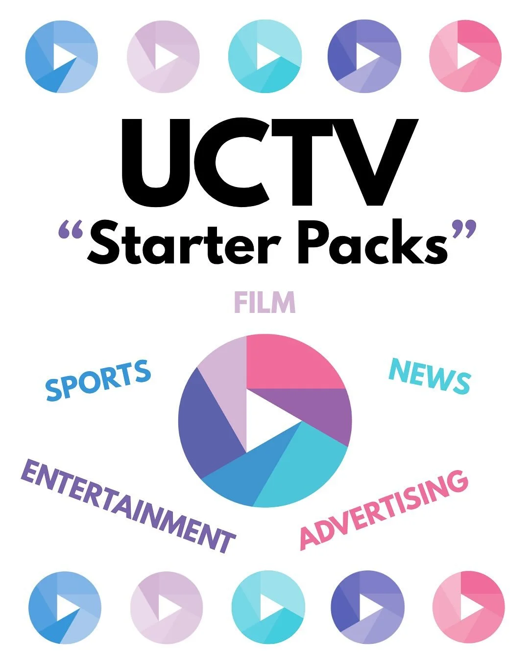 Presenting the UCTV department starter packs!

📢 Interested in getting involved? It&rsquo;s never too late! Check our website for department meeting times!